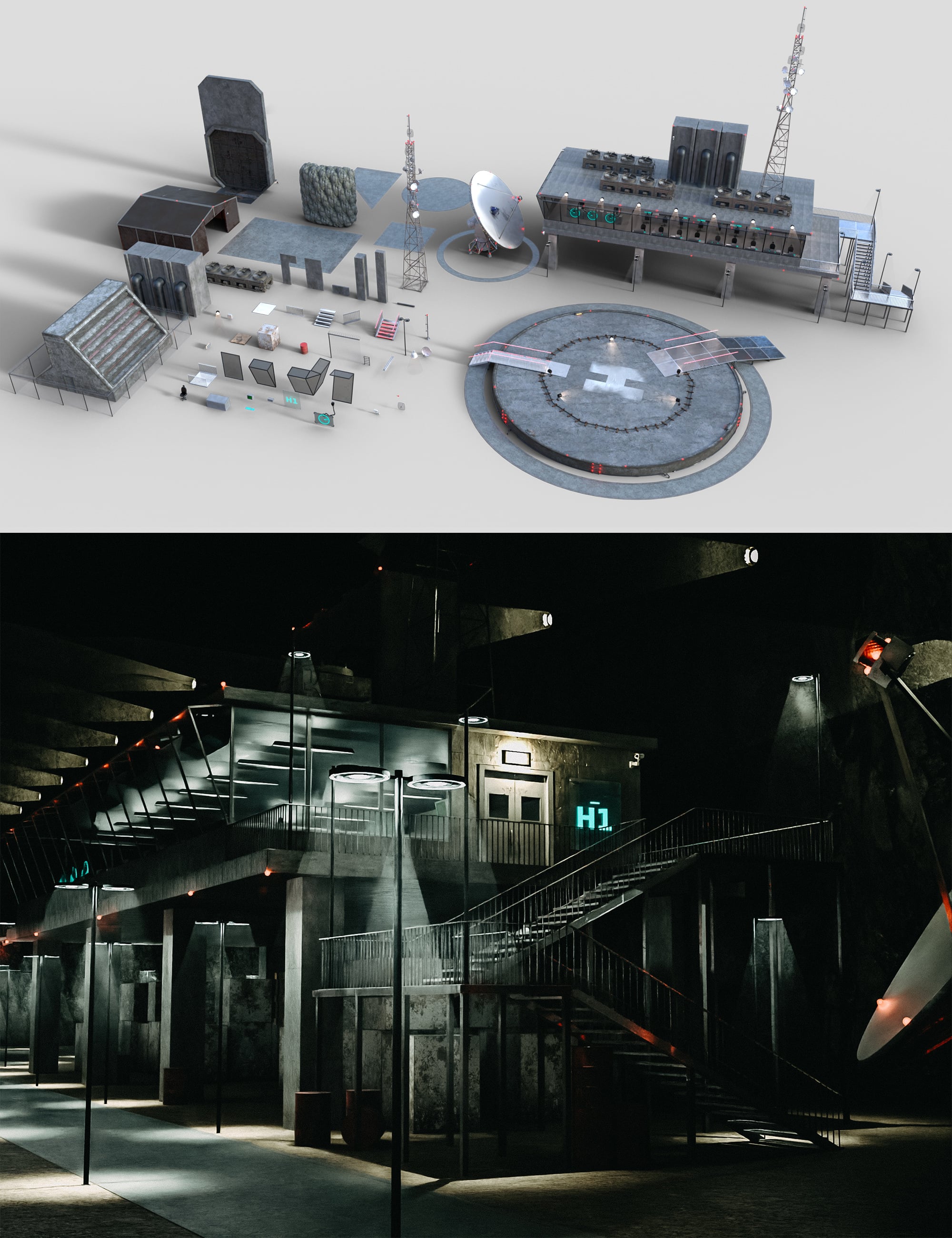 HT Modular AAA Kit Secret Base by: Hate94Neu, 3D Models by Daz 3D