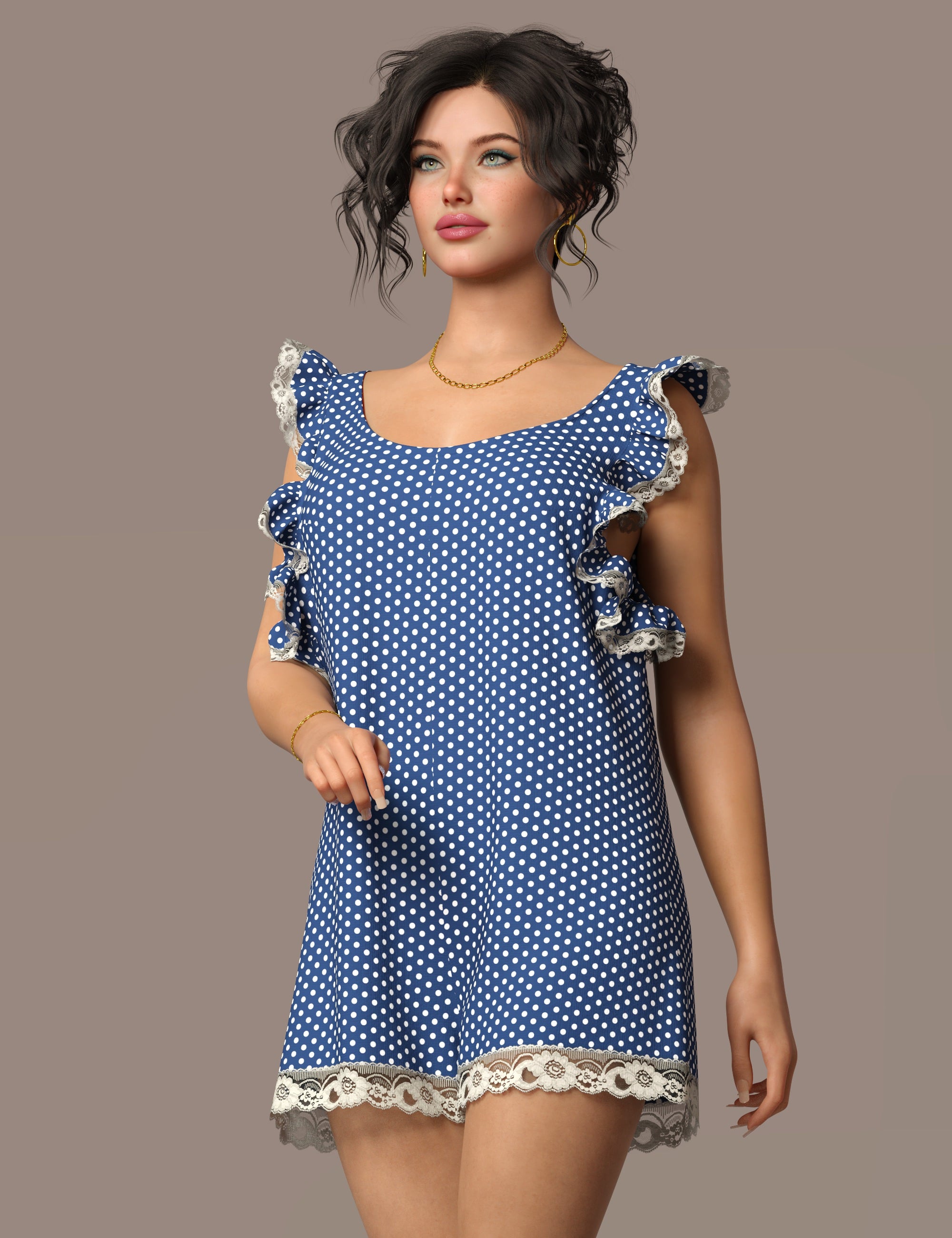 dForce Flutter Romper for Genesis 9 and 8 Female by: Nelmi, 3D Models by Daz 3D