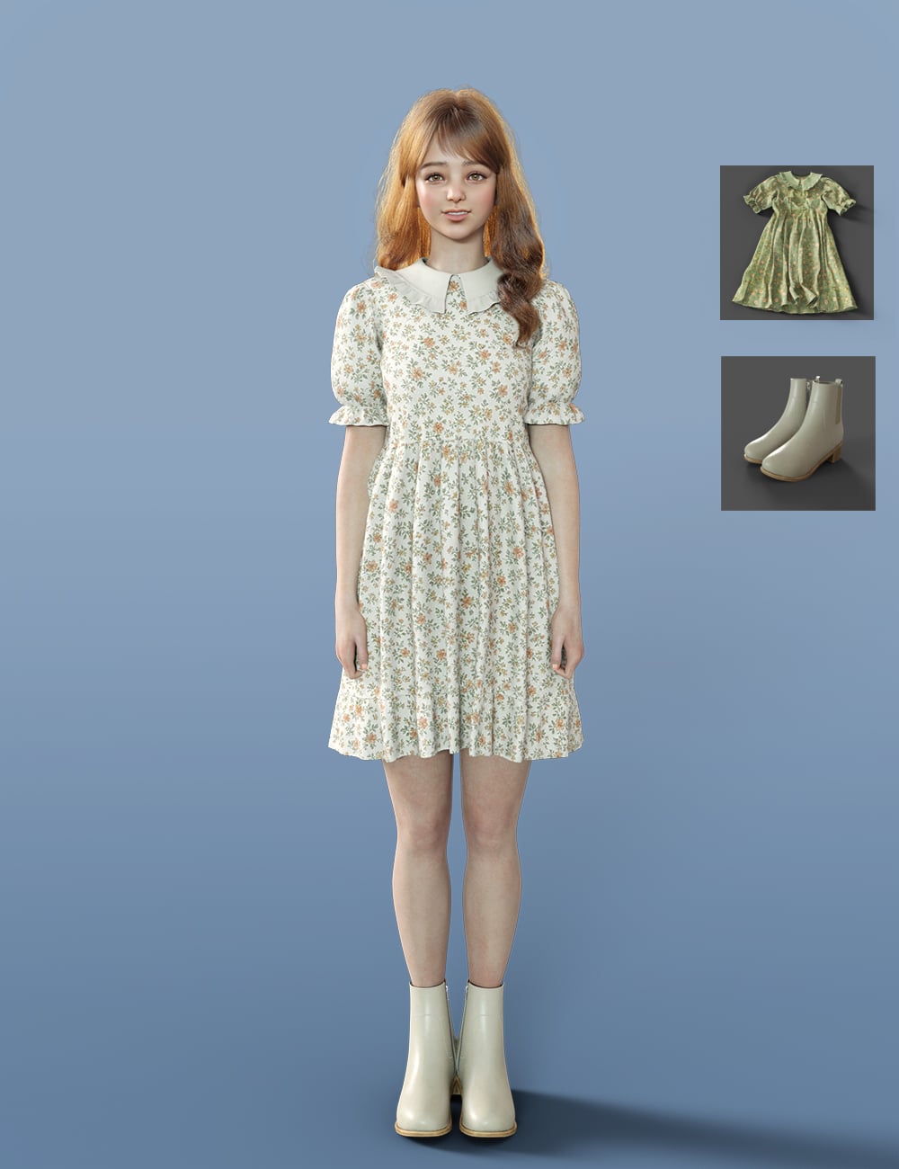 dForce MB Floral Dress Set Genesis 9 Feminine by: Magic Brush, 3D Models by Daz 3D