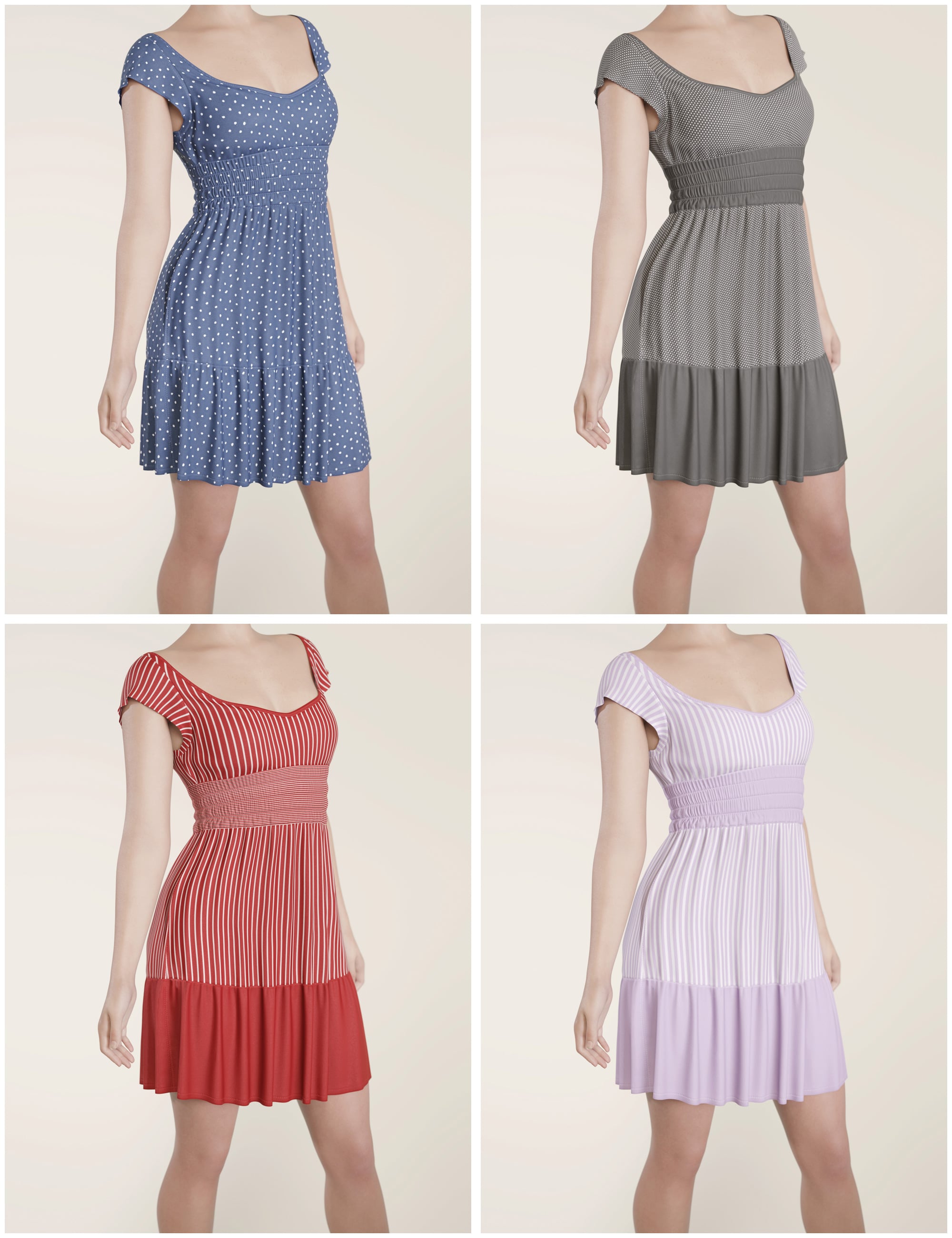 Textures Add-On for Country Style Mini Dress by: outoftouch, 3D Models by Daz 3D
