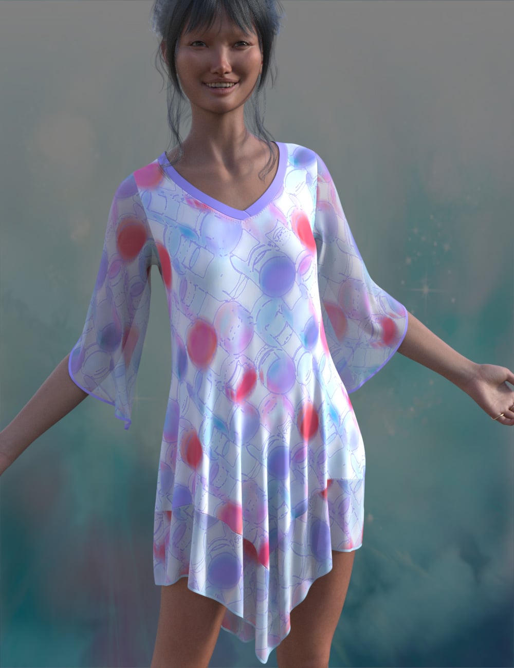 DNA Tilly dForce Tunic for Genesis 9 by: Donnena, 3D Models by Daz 3D