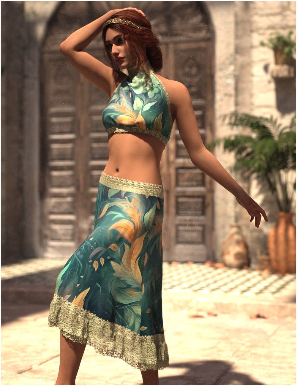 dForce Frieda Outfit for Genesis 9 by: Belladzines, 3D Models by Daz 3D