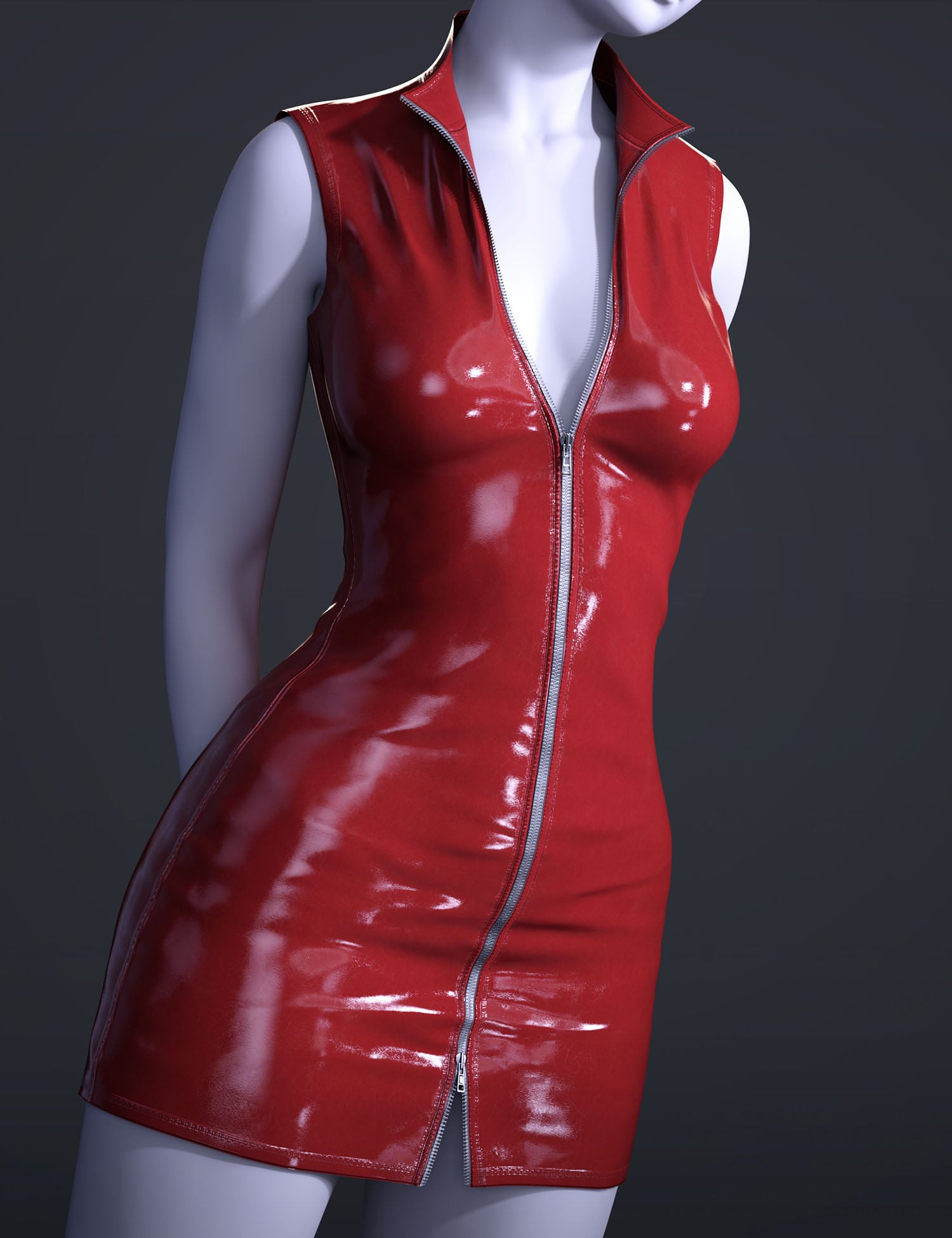 dForce BS Zipped Mini Dress for Genesis 9 by: BirthStone, 3D Models by Daz 3D