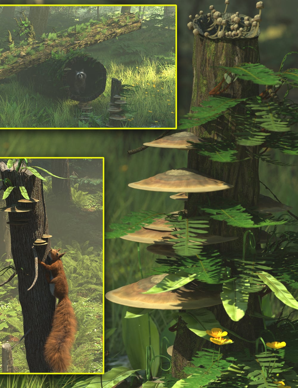 Scatters - Deadwood Fern and Fungi by: MartinJFrost, 3D Models by Daz 3D