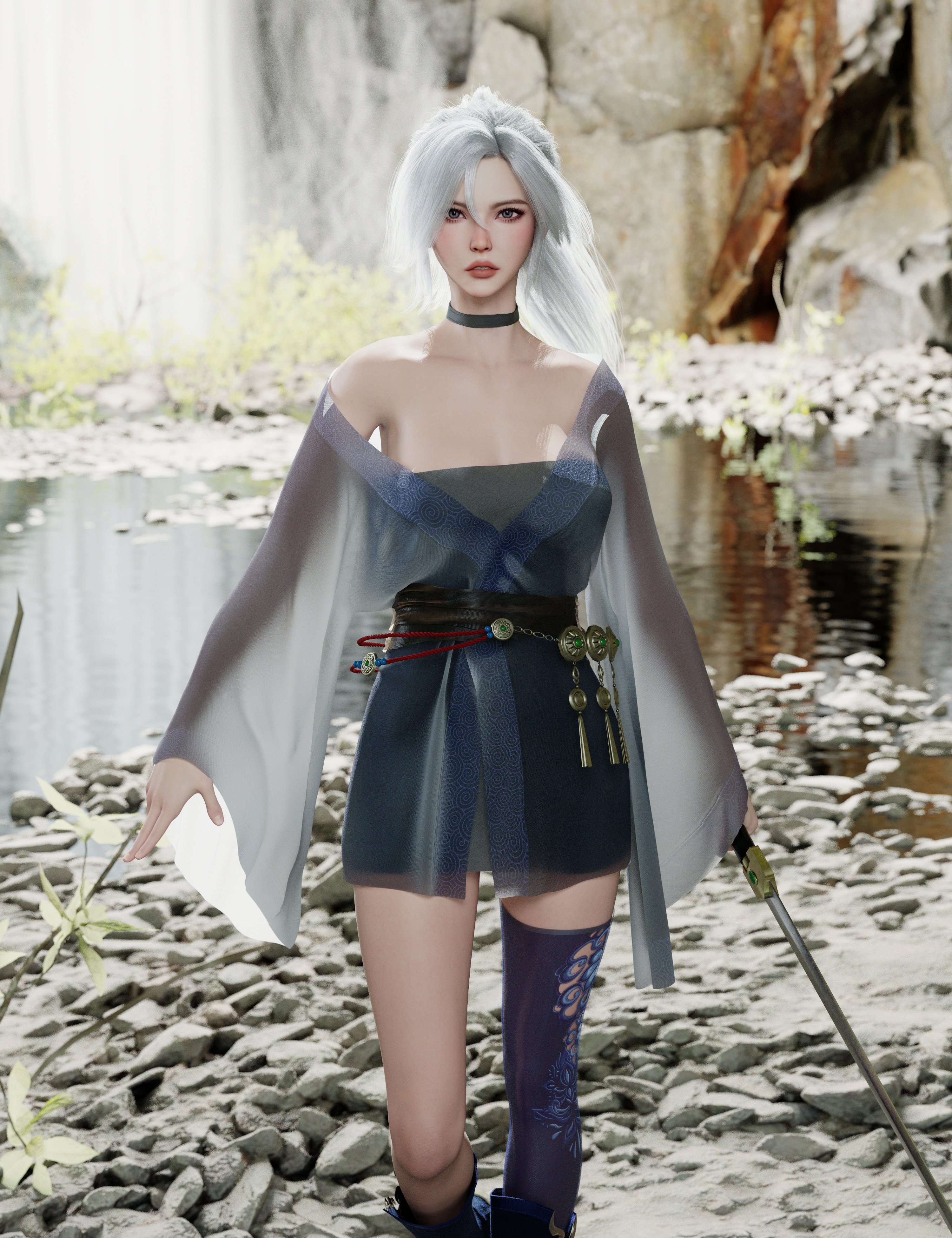 Noki Wolf Cut High Ponytail for Genesis 9 by: Noki Saki, 3D Models by Daz 3D