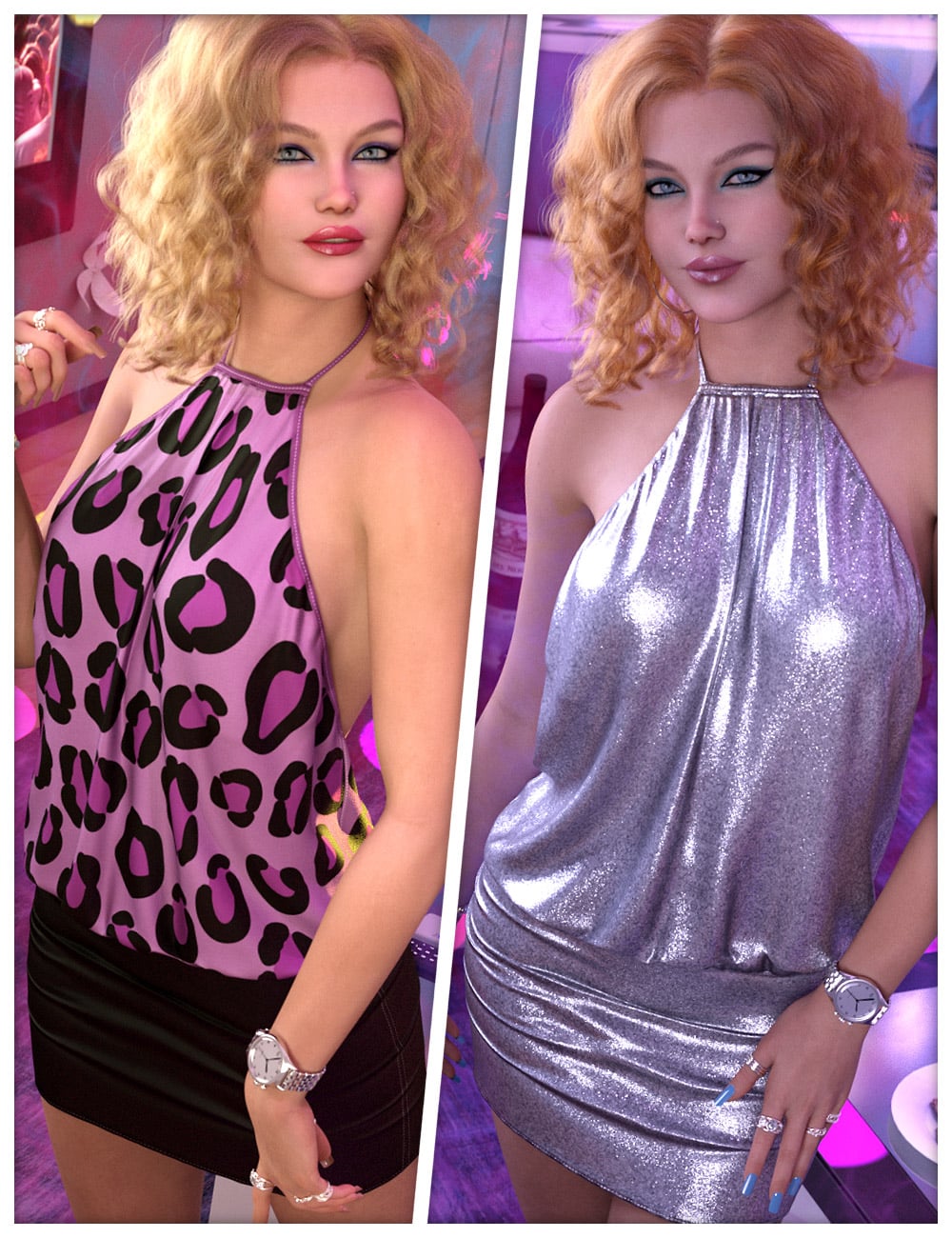 Fashionable Textures for dForce Party Style Neckholder Dress by: ShanasSoulmate, 3D Models by Daz 3D