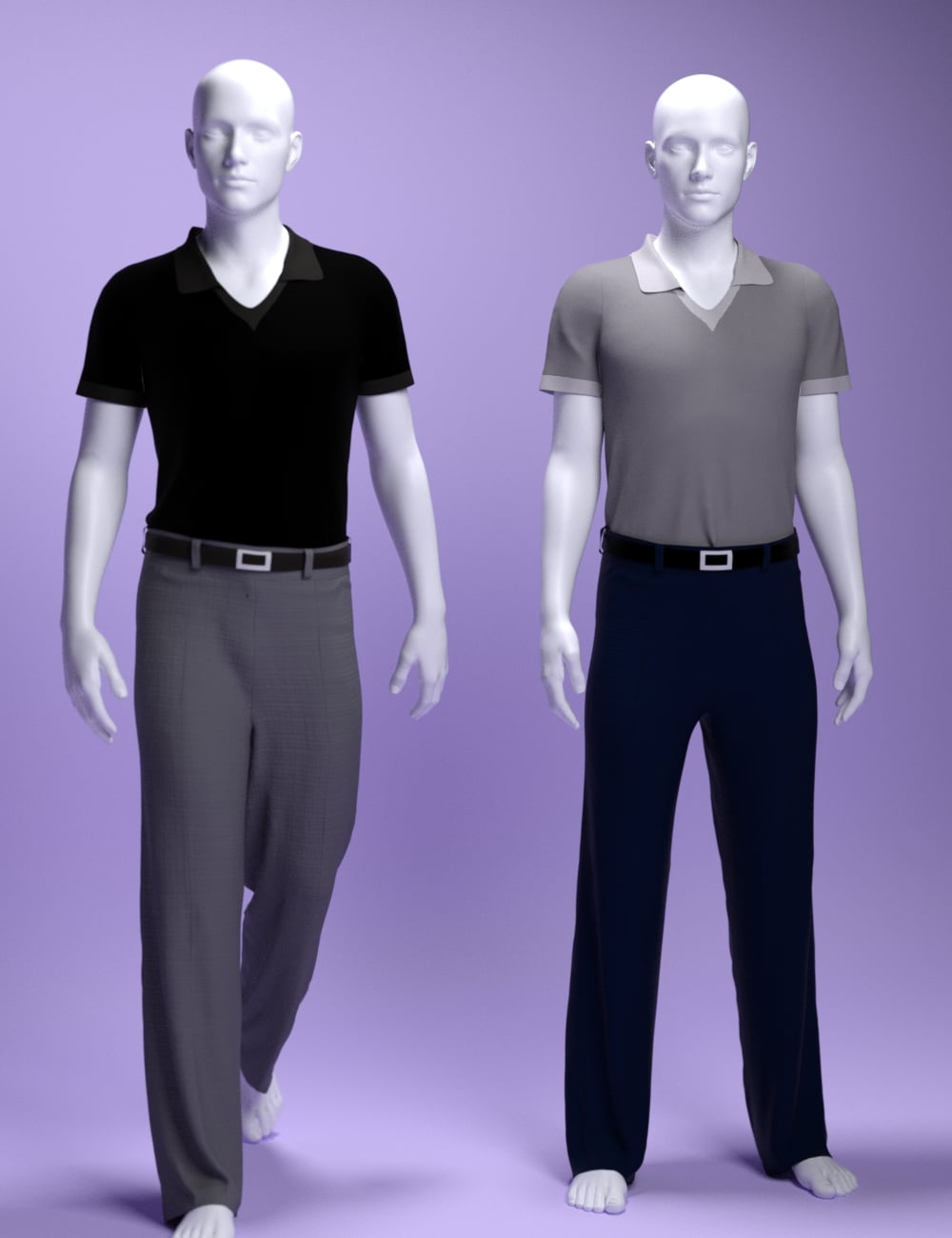 dForce MS Everyday Polo Outfit for Genesis 9 and 8 Male by: MavisSky, 3D Models by Daz 3D