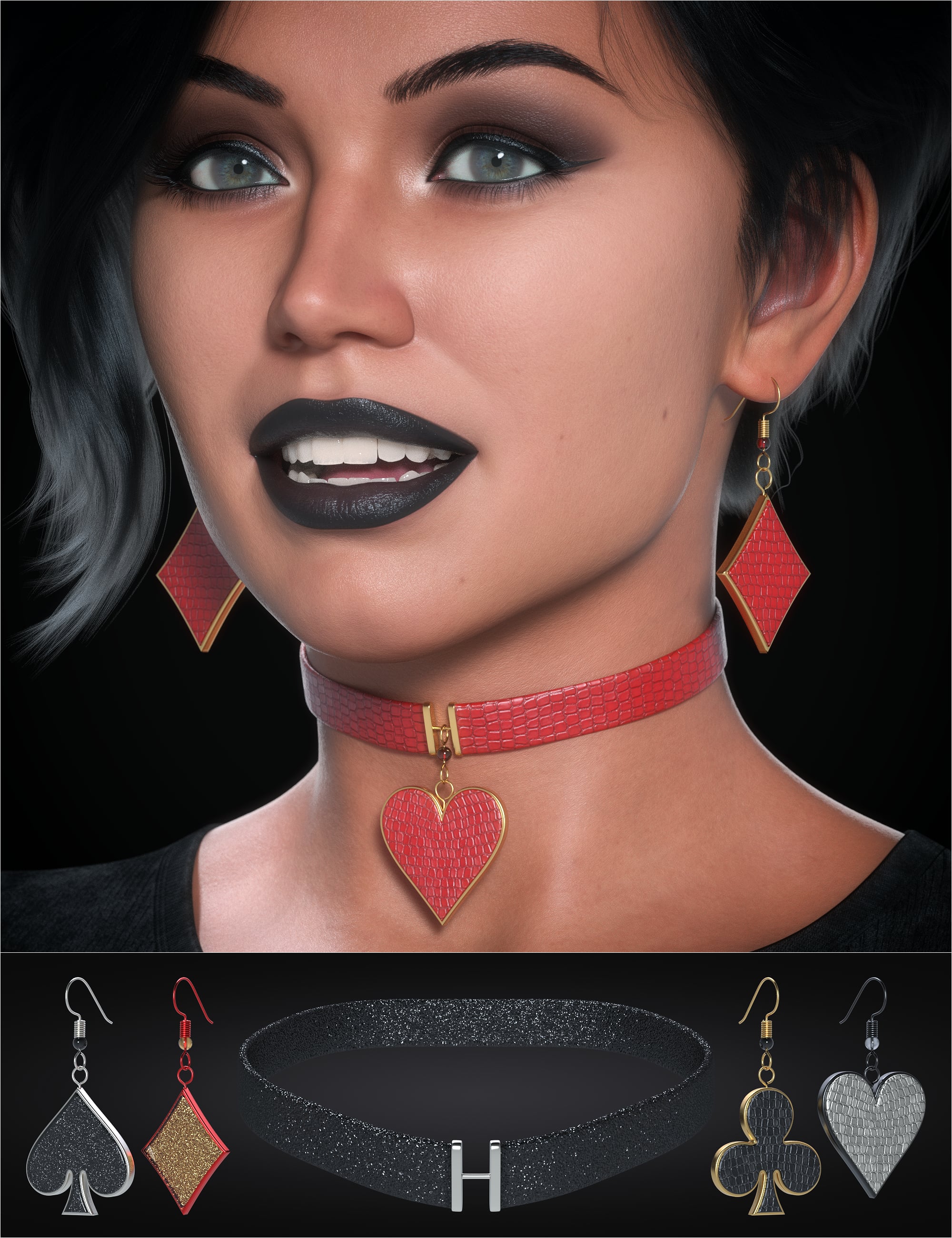 Ace Quartet Accessories for Genesis 9 by: Silas3D, 3D Models by Daz 3D