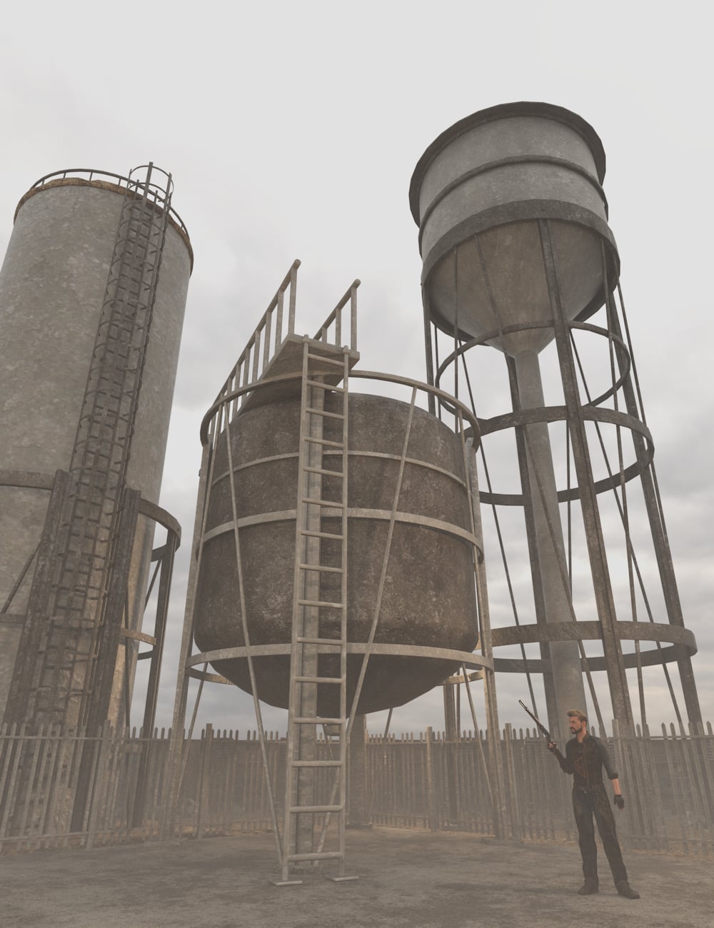 Silos and Watertowers 2 by: Enterables, 3D Models by Daz 3D