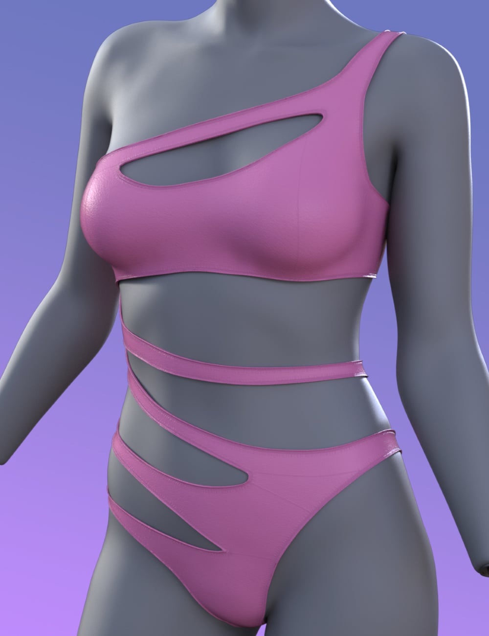 ZK Asymmetric Cut Out Swimsuit by: ZKuro, 3D Models by Daz 3D