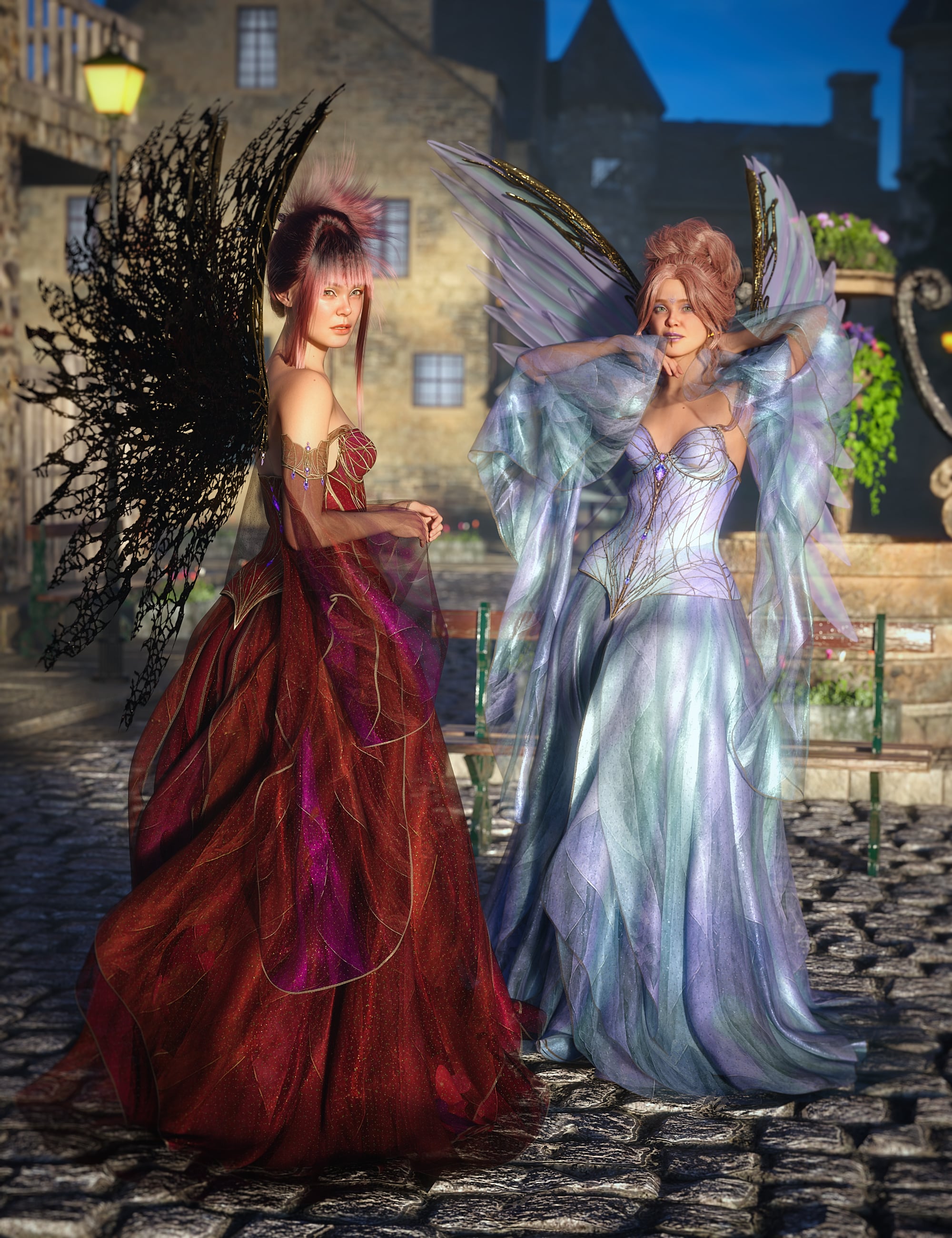dForce Flutterfall Outfit Texture Add-On by: Barbara Brundon, 3D Models by Daz 3D