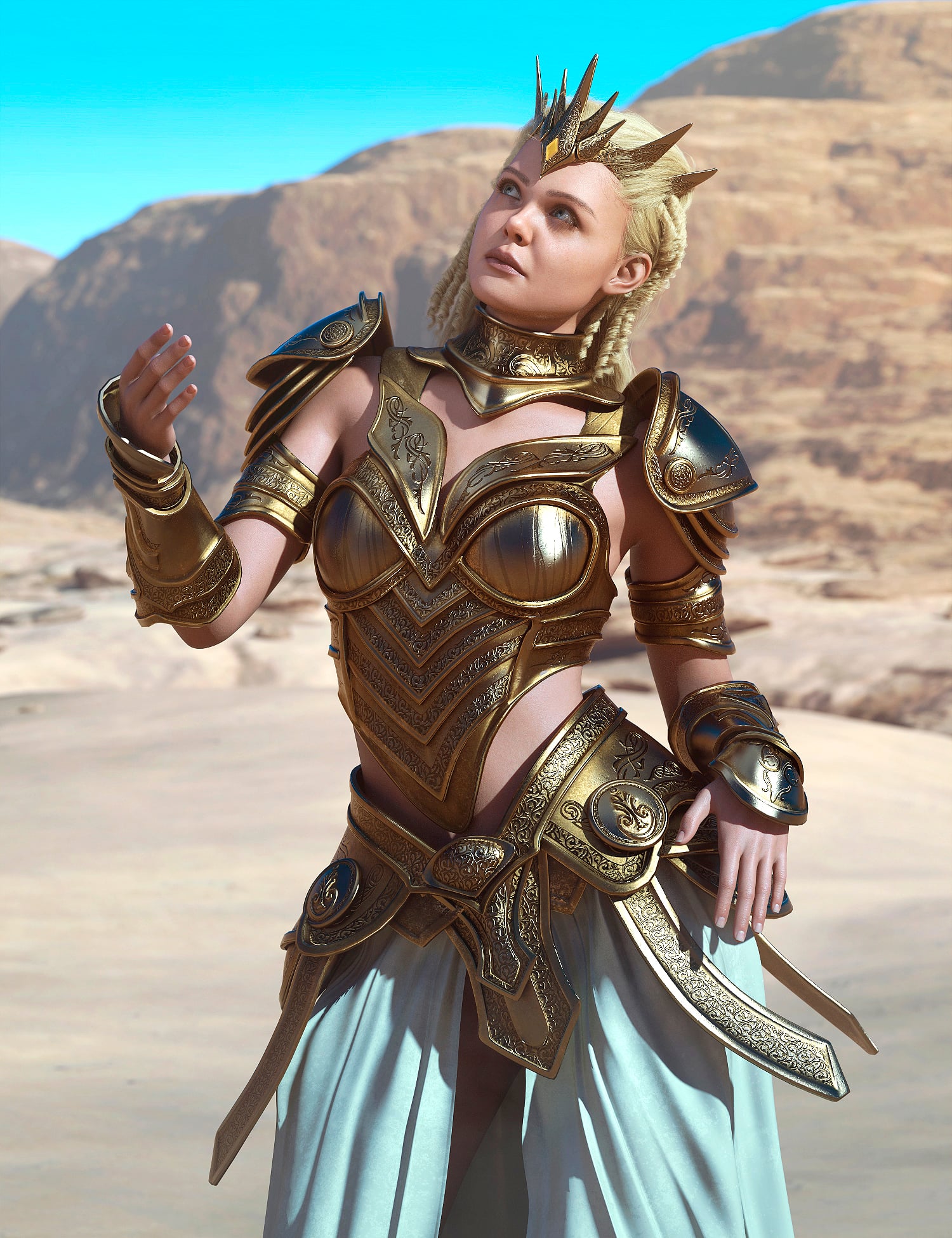 dForce Warrior Queen Style Outfit for Genesis 9 by: fjaa3d, 3D Models by Daz 3D
