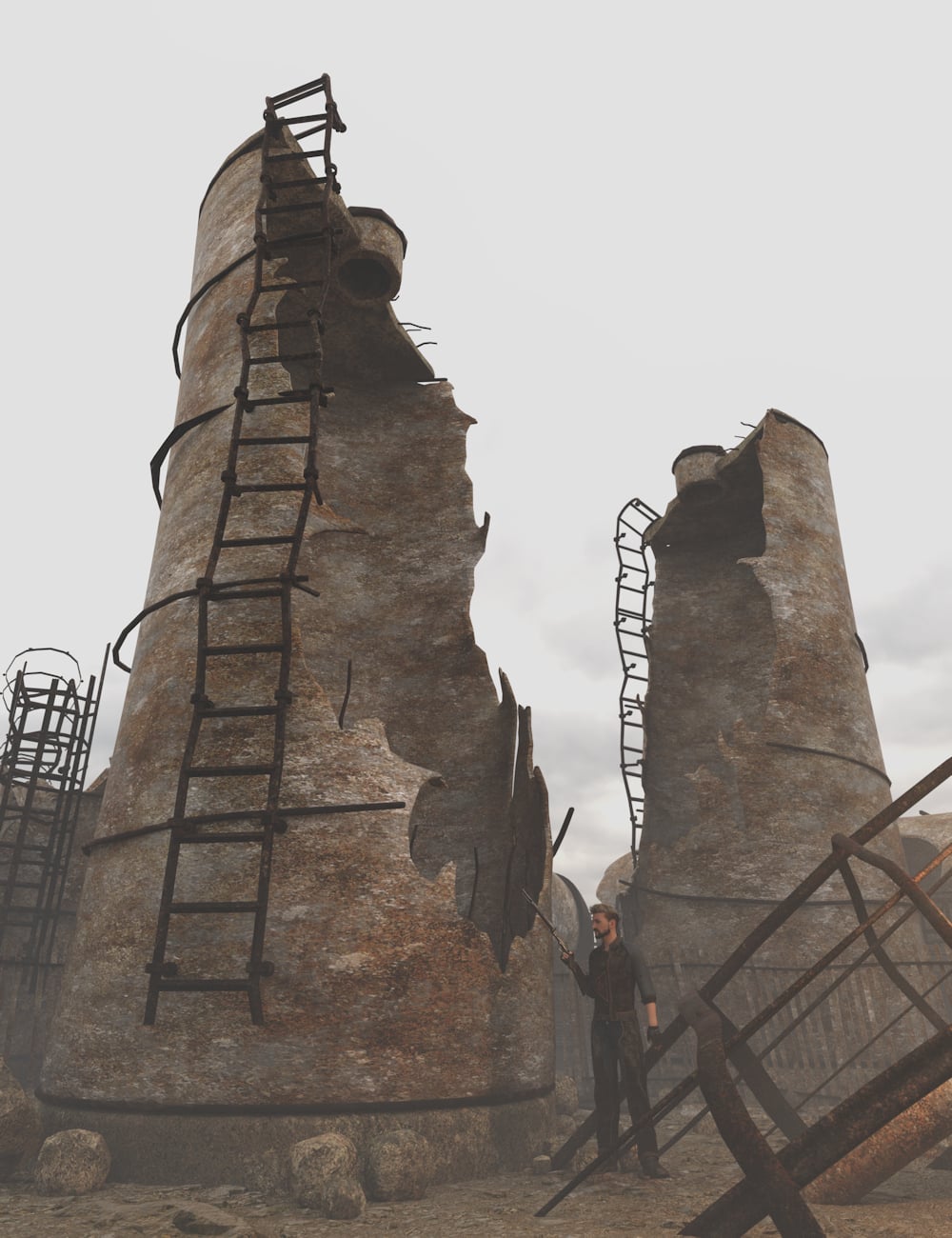 Destroyed Silos 1 by: Enterables, 3D Models by Daz 3D