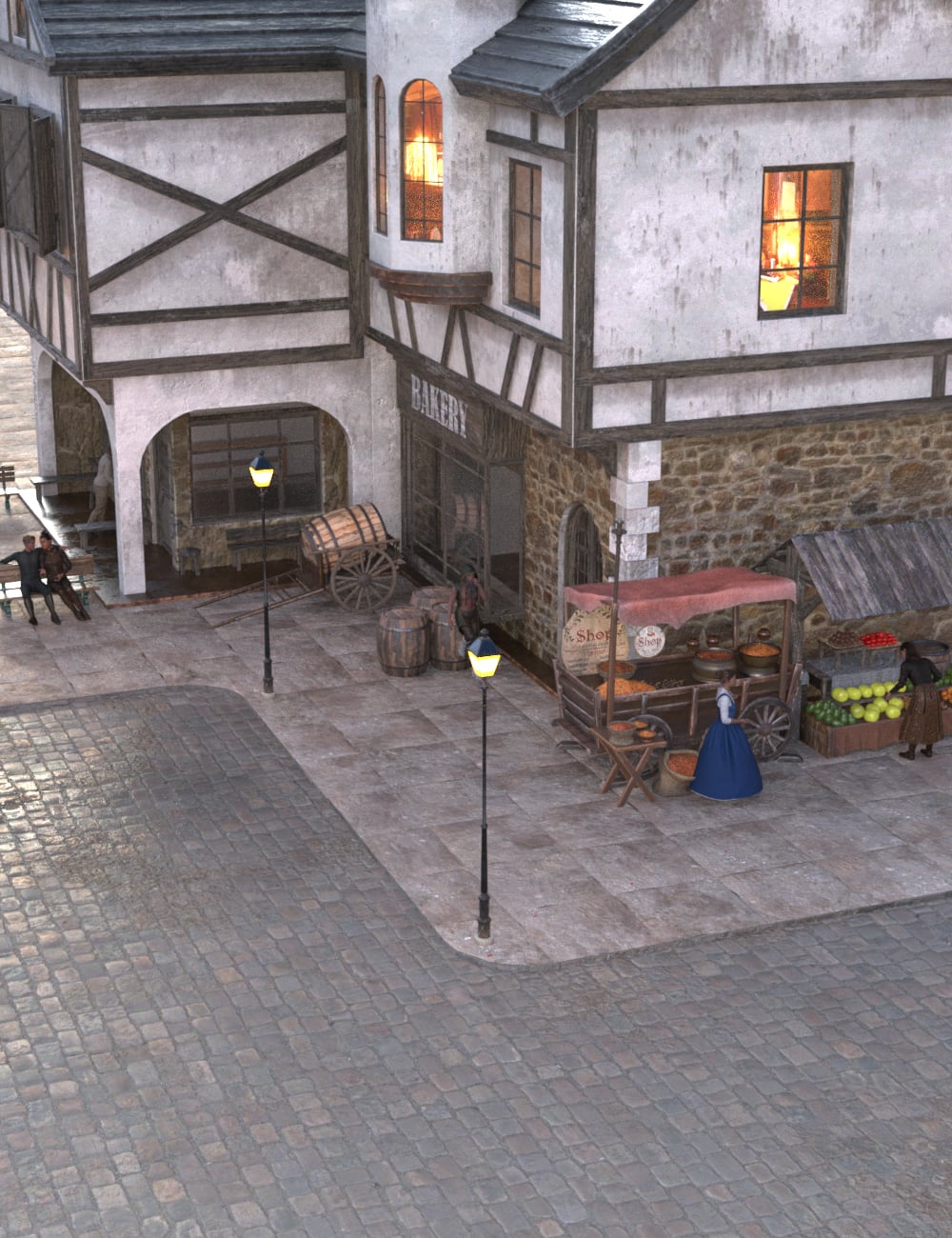 Villagers Poses for G9 and XI Fantasy Village by: Ensary, 3D Models by Daz 3D