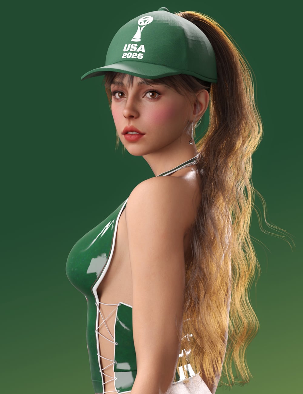 dForce High Wavy Ponytail Hair for Genesis 9 by: Magic Brush, 3D Models by Daz 3D