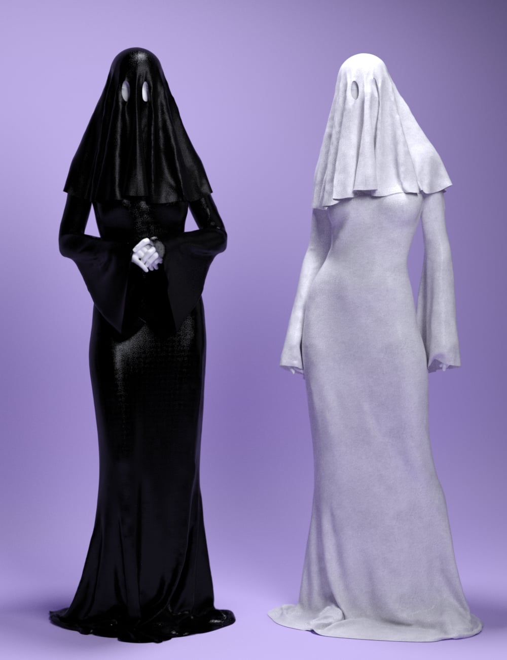 dForce MS Halloween Collection - Silent Ghost Outfit for Genesis 9 and 8 Female by: MavisSky, 3D Models by Daz 3D