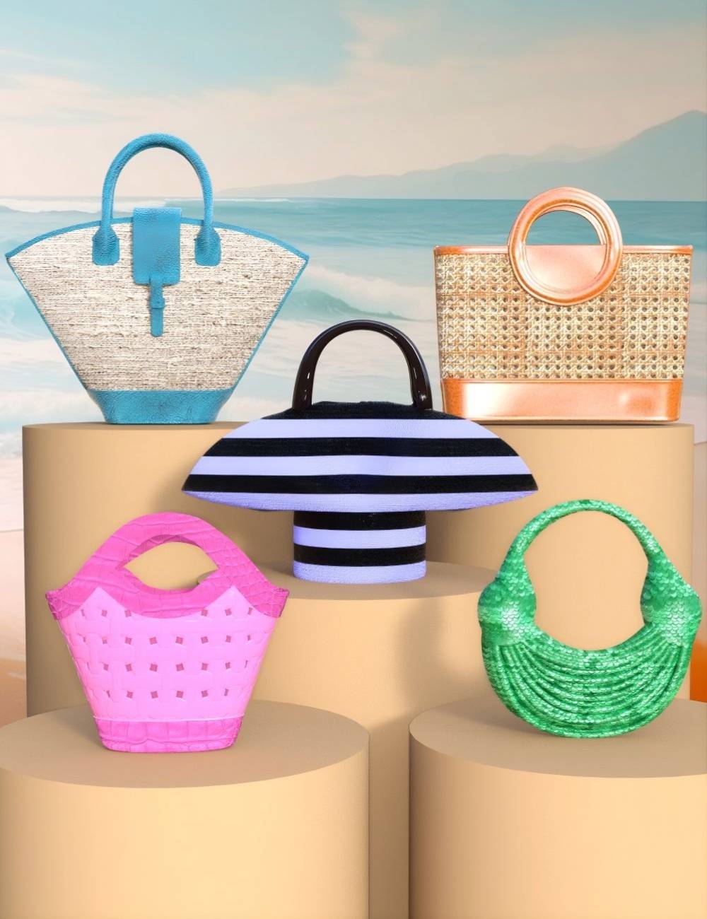 TIN Summer Beach Bags for Genesis 9 by: TINANE, 3D Models by Daz 3D