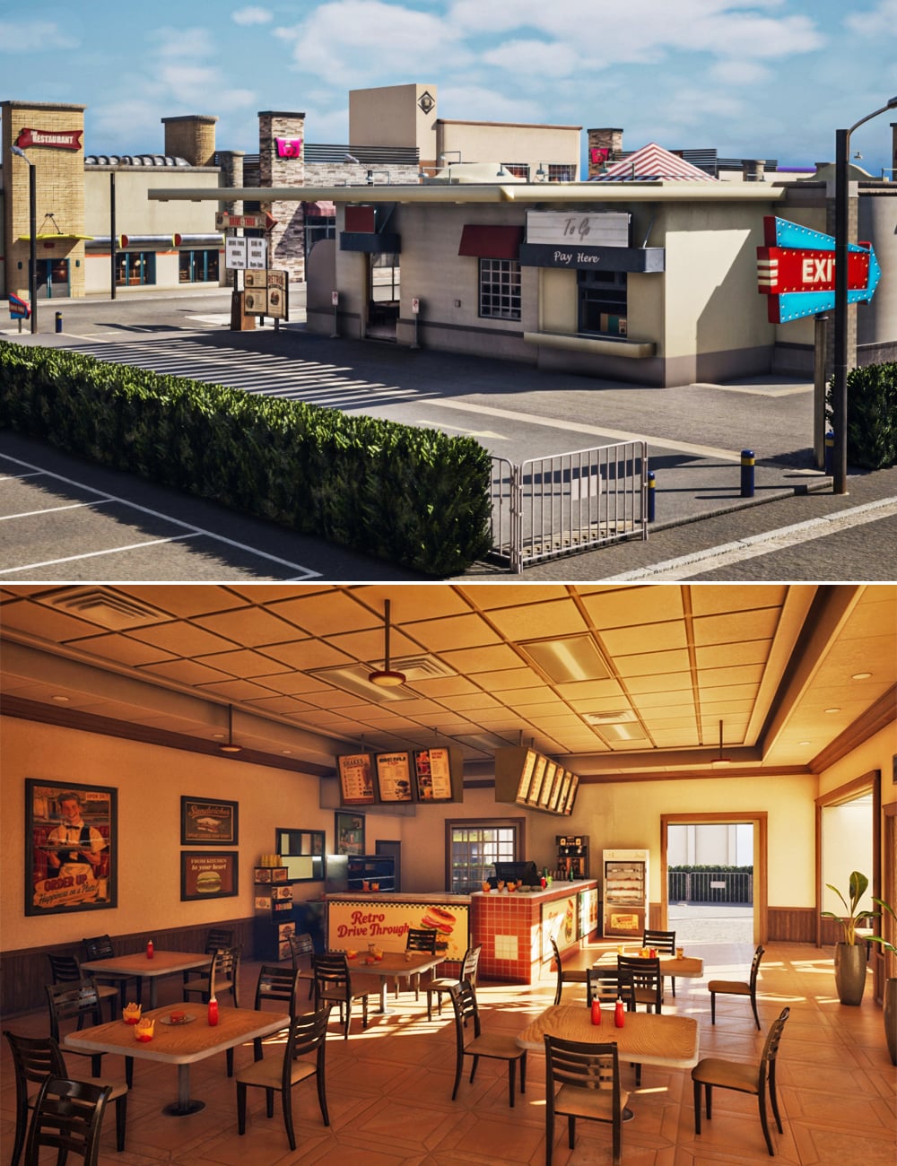 XI Retro Drive Through by: Xivon, 3D Models by Daz 3D