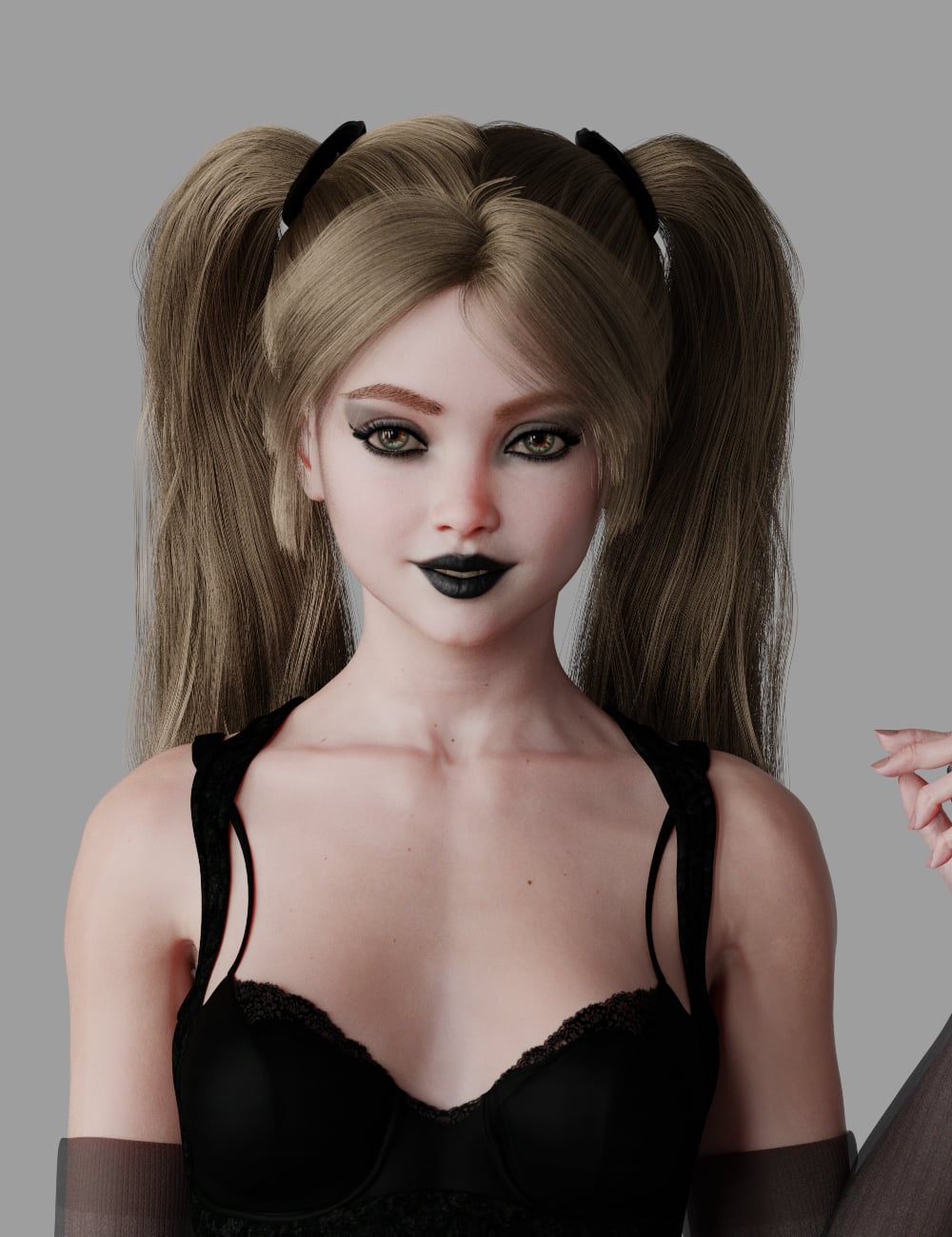 MGAB dForce Pigtail Fringe Hair for Genesis 9 by: MarcosGAB, 3D Models by Daz 3D
