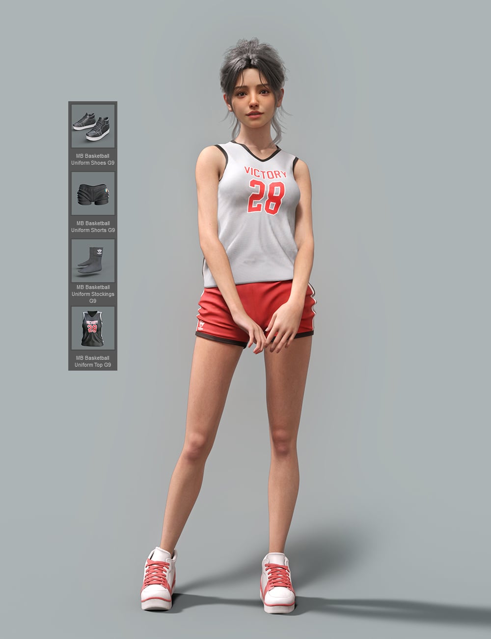 dForce MB Basketball Uniform Set Genesis 9 Feminine by: Magic Brush, 3D Models by Daz 3D