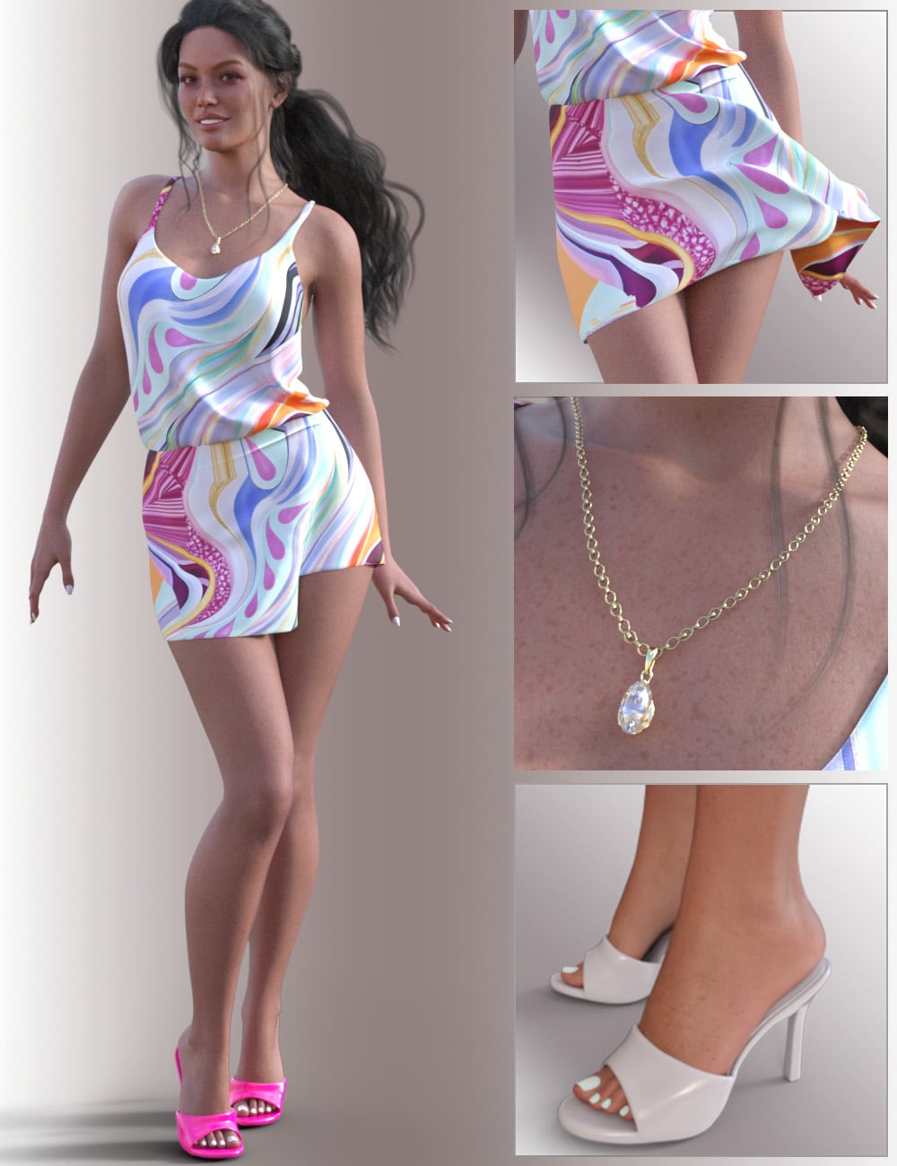 dForce Cleo Outfit for Genesis 9 Feminine by: Arryn, 3D Models by Daz 3D