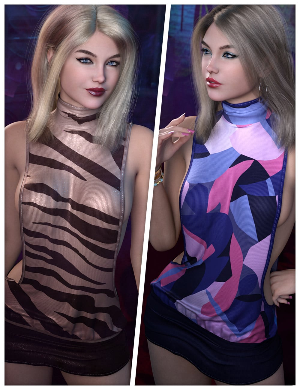 Fashionable Textures for dForce SU Hollowed Out Dress by: ShanasSoulmate, 3D Models by Daz 3D
