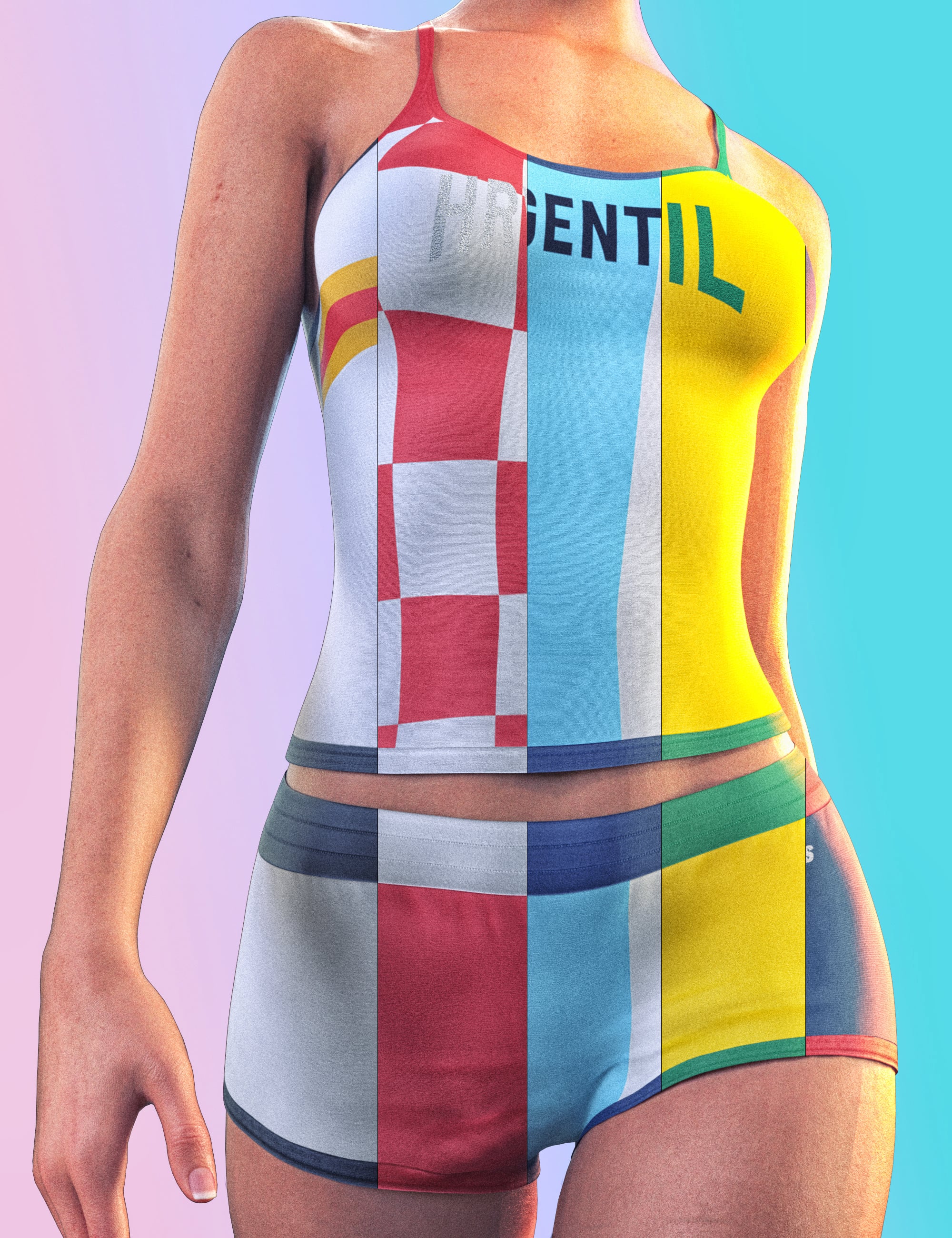 Country Themed Add-On For X-Bit Fitness Sports Outfit by: X-BIT, 3D Models by Daz 3D