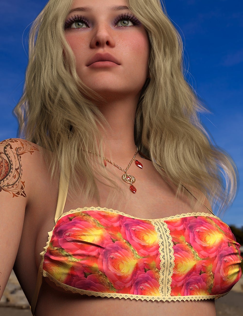 L3D Heatwave Add-On Tiny Summer Halter for Genesis 9 by: LUNA3D, 3D Models by Daz 3D