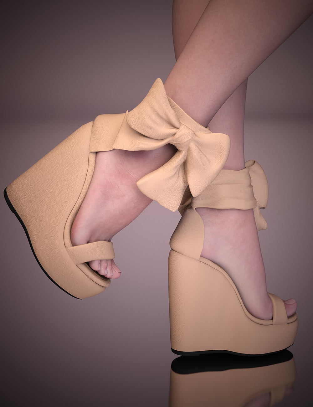Wedge Heel Sandals With Knot for Genesis 9 Feminine by: 3DStyle, 3D Models by Daz 3D
