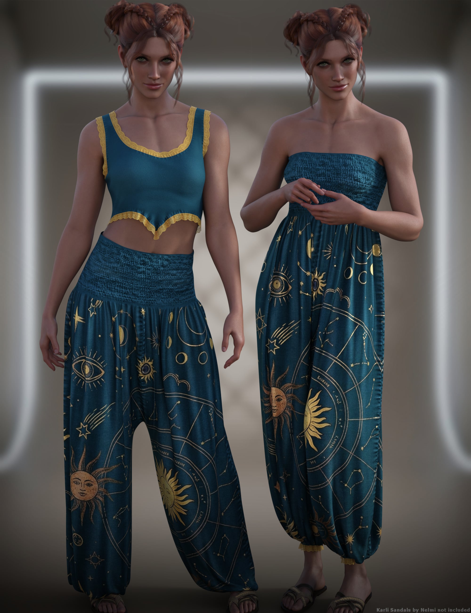 dForce Alchemy Multi-Wear Pant Set for Genesis 9 and 8 Female by: ~Wolfie~, 3D Models by Daz 3D