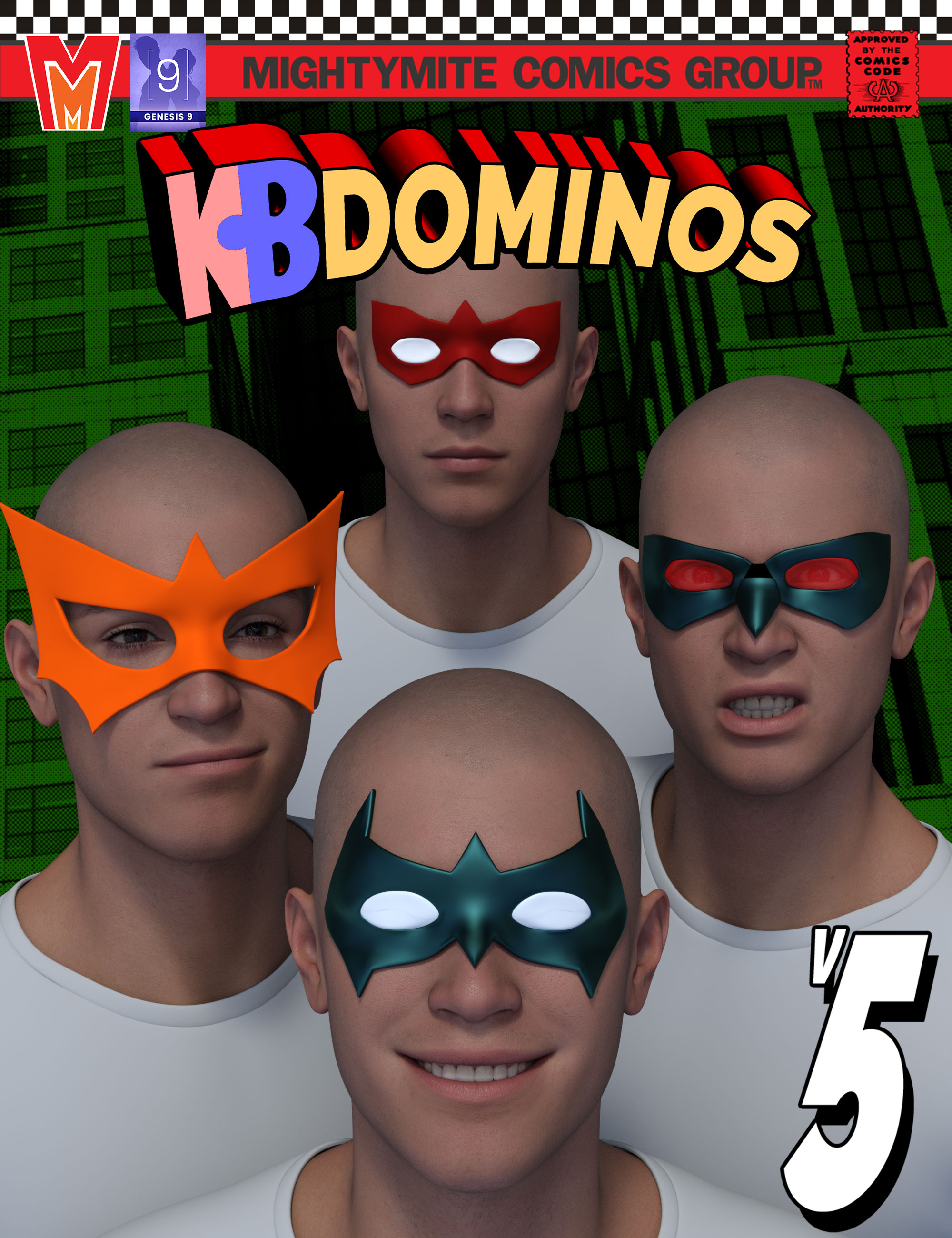 Domino Masks v005 MMKBGenesis 9 by: MightyMite, 3D Models by Daz 3D