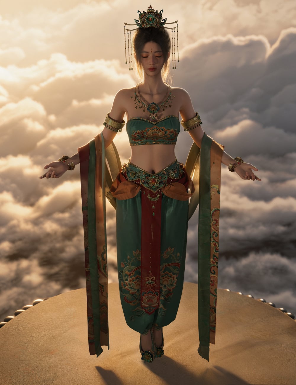 dForce Lala Dunhuang Apsara Outfit for Genesis 9 by: Lala-Rabbit, 3D Models by Daz 3D