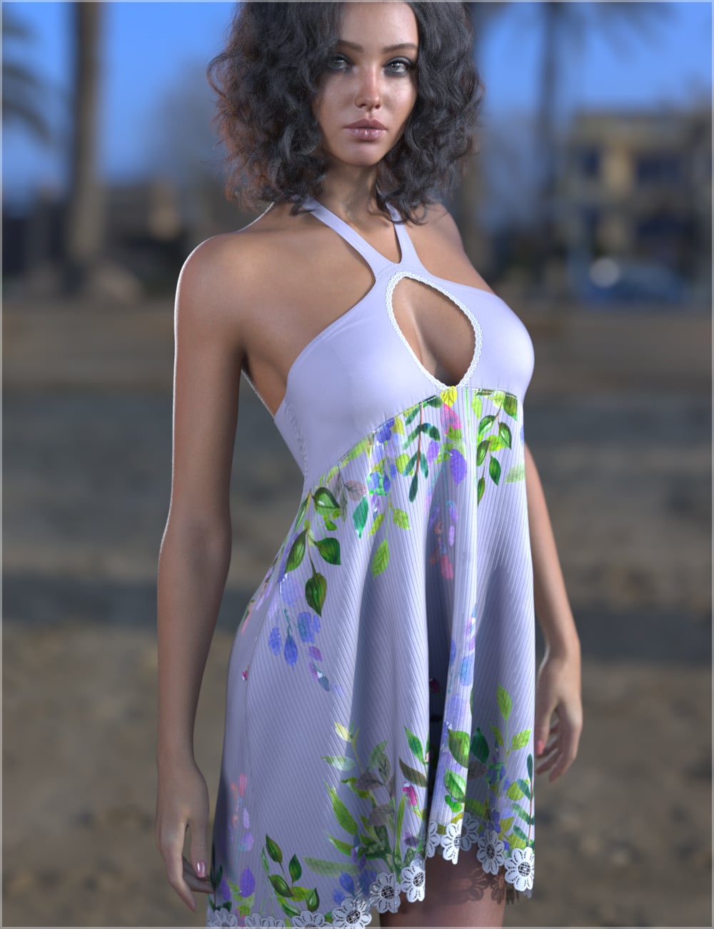dForce Babydoll Beach Dress Genesis 9 by: Sveva, 3D Models by Daz 3D