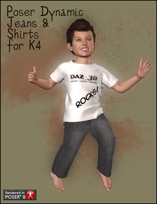 Poser Dynamic Jeans and Shirt for K4 by: DraagonStormOptiTex, 3D Models by Daz 3D