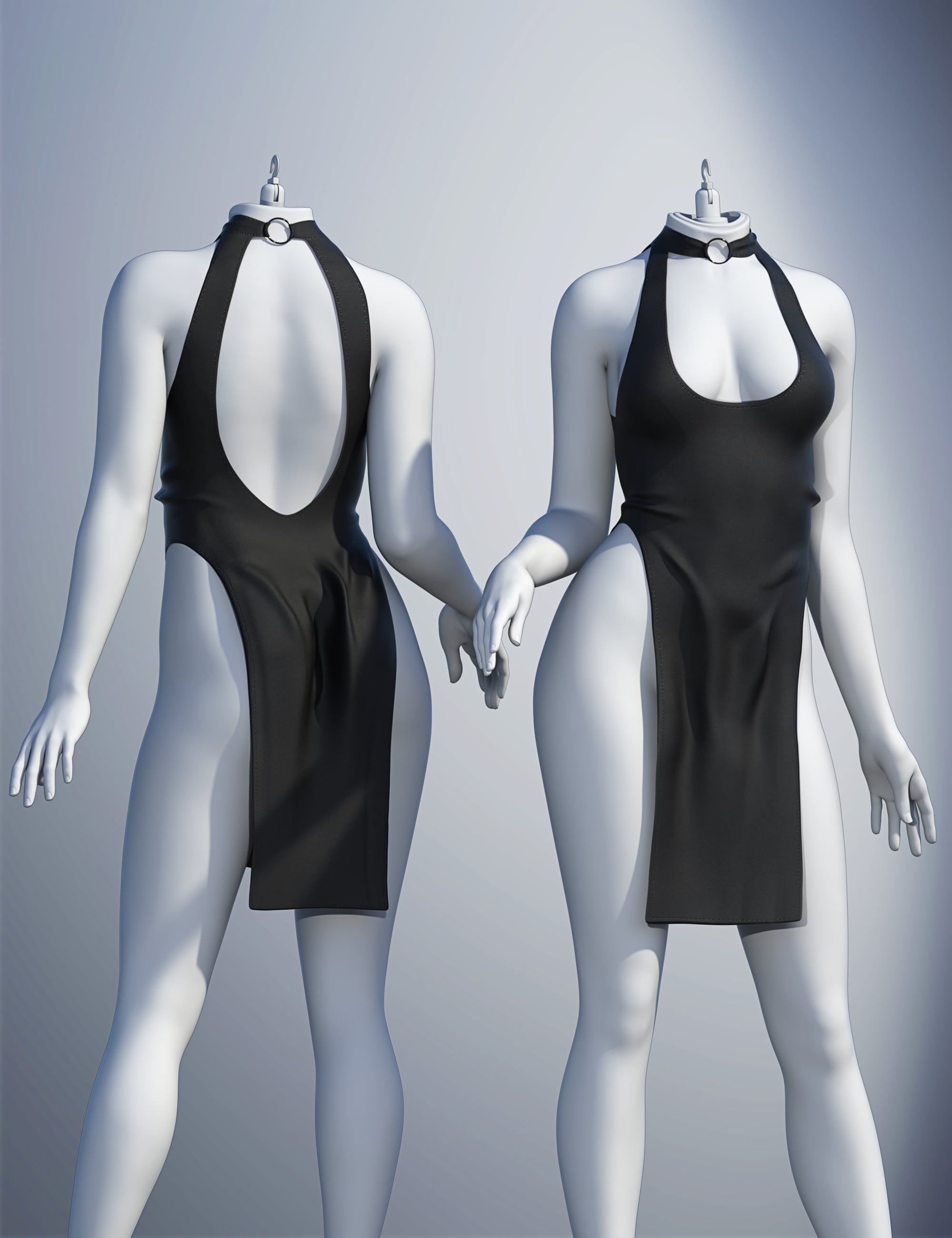 dForce SU Hot High Slit Dress for Genesis 9 by: Sue Yee, 3D Models by Daz 3D