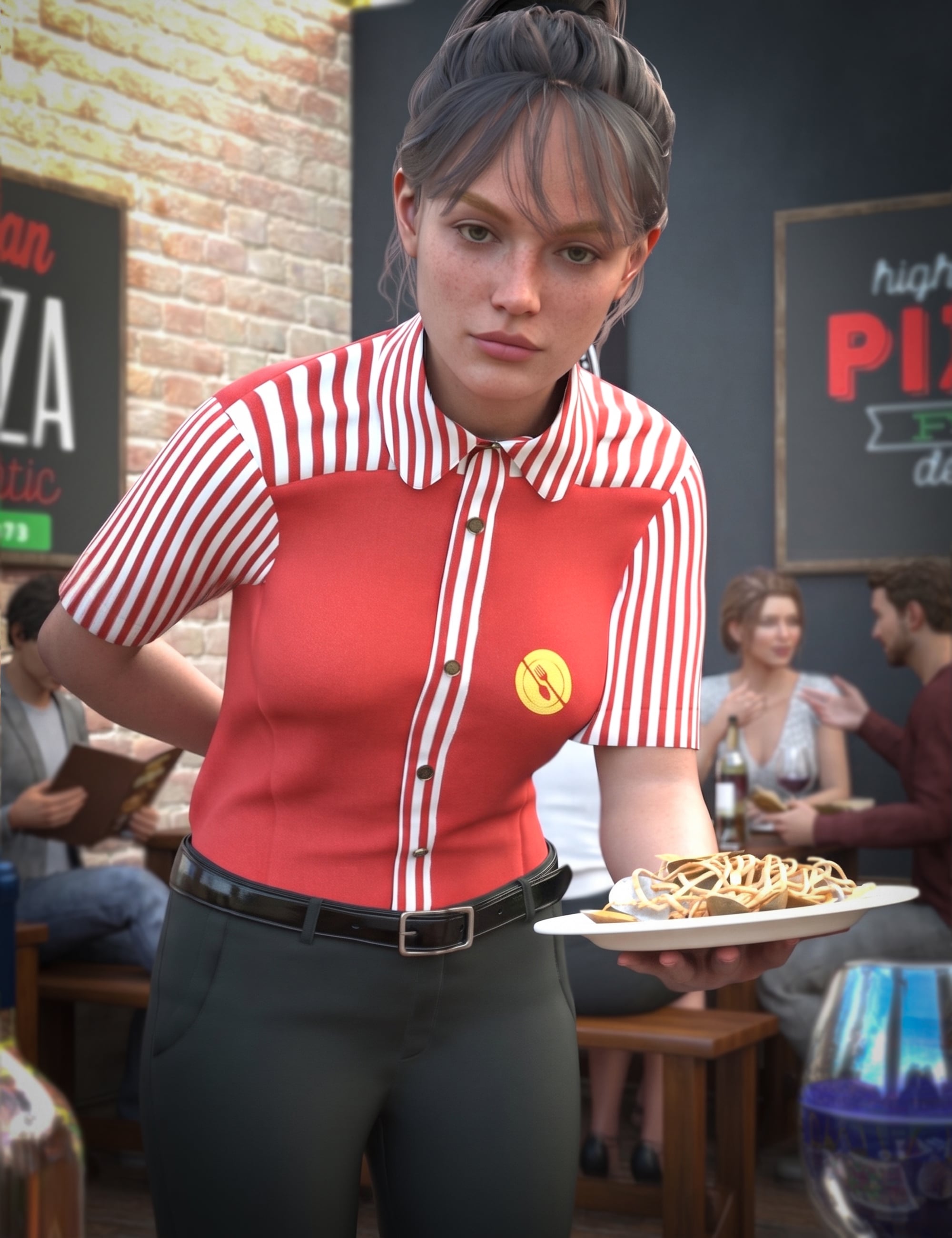 AH dForce Midtown Diner Outfit For Genesis 9 by: Aesthetic House, 3D Models by Daz 3D