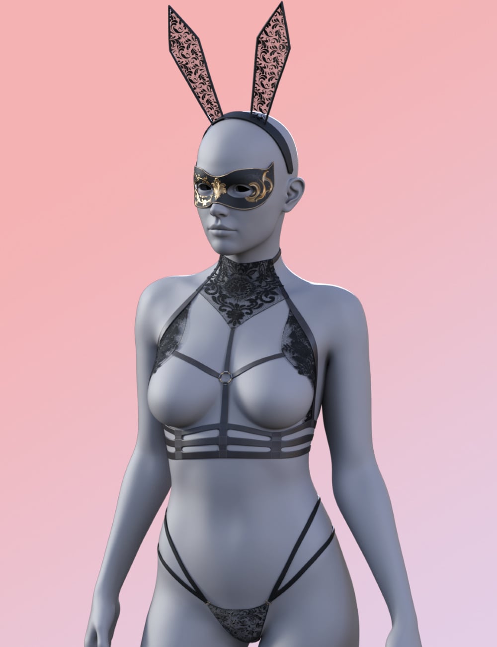ZK Black Flower Harness by: ZKuro, 3D Models by Daz 3D
