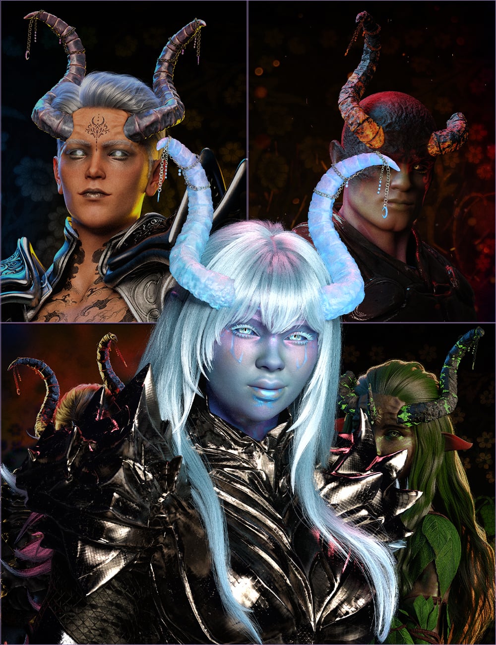 FP Ljosalfar Horns Add-On Texture for Genesis 9 by: FenixPhoenix, 3D Models by Daz 3D
