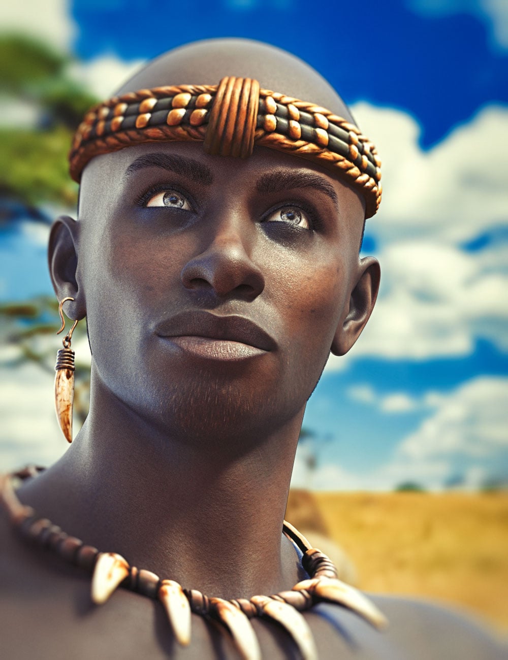GNBD Jabari African Warrior and War Tools for Genesis 9 Masculine by: Giko, 3D Models by Daz 3D