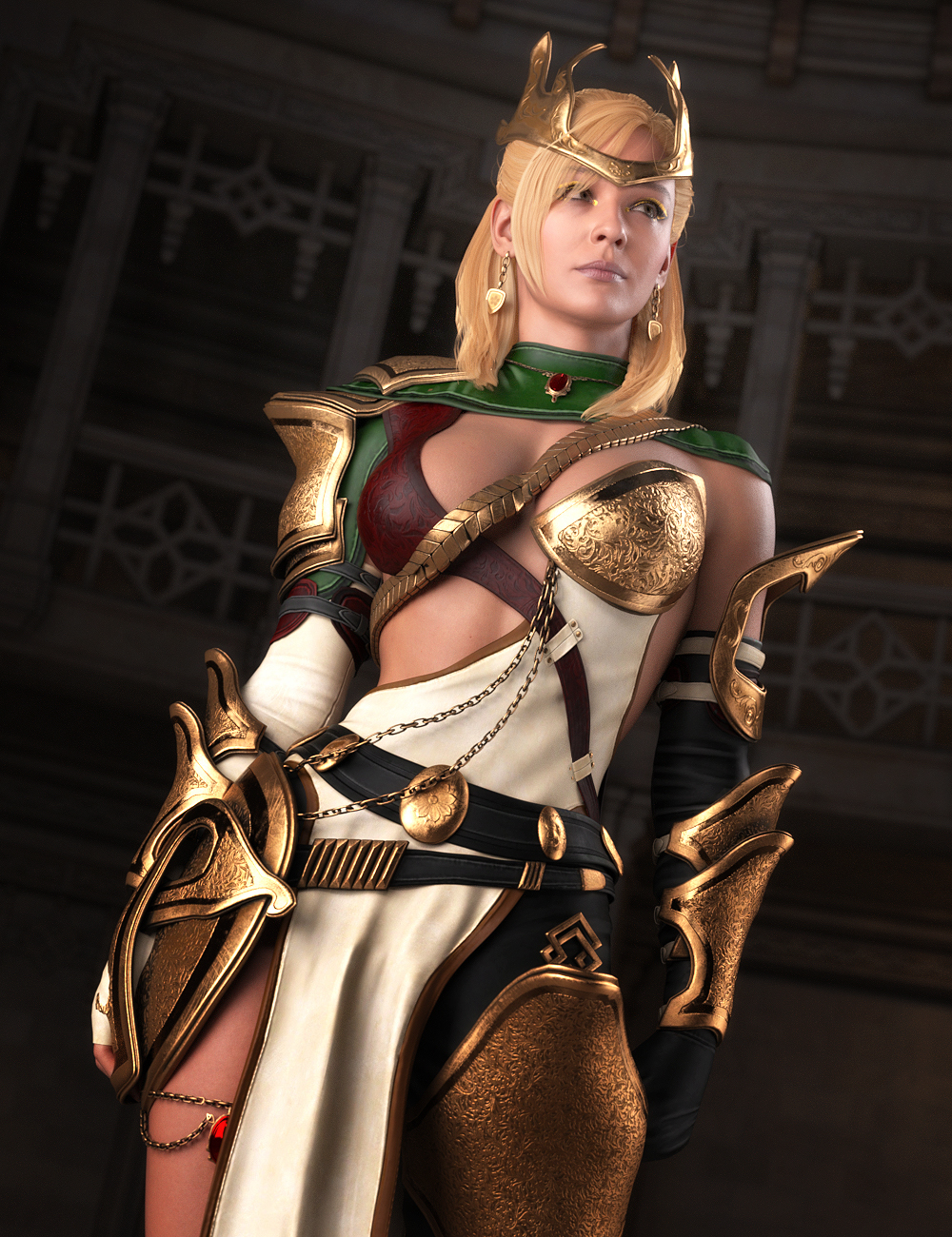 dForce Divine Huntress Fantasy Outfit for Genesis 9 by: Val3dartbiuzpharb, 3D Models by Daz 3D