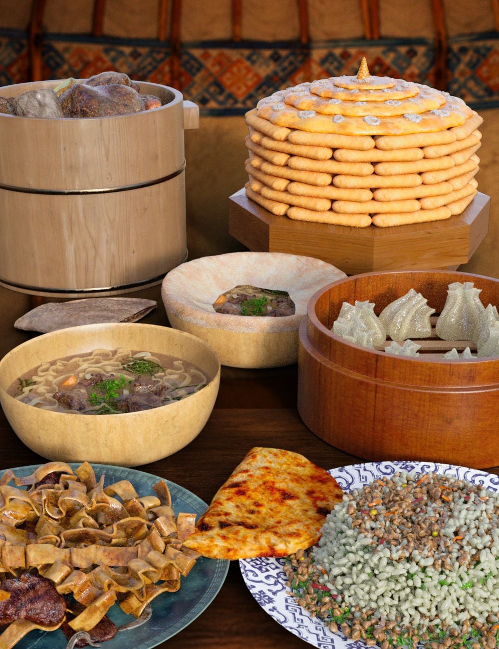 Mongolian Food Collection by: JDA HDRI, 3D Models by Daz 3D
