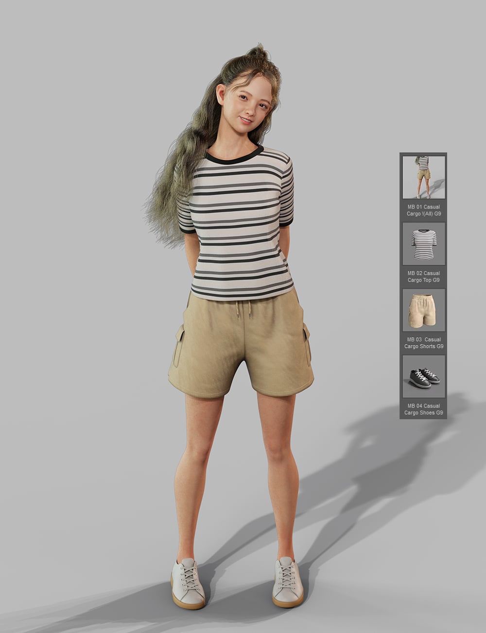 dForce MB Casual Cargo Set Genesis 9 Feminine by: Magic Brush, 3D Models by Daz 3D