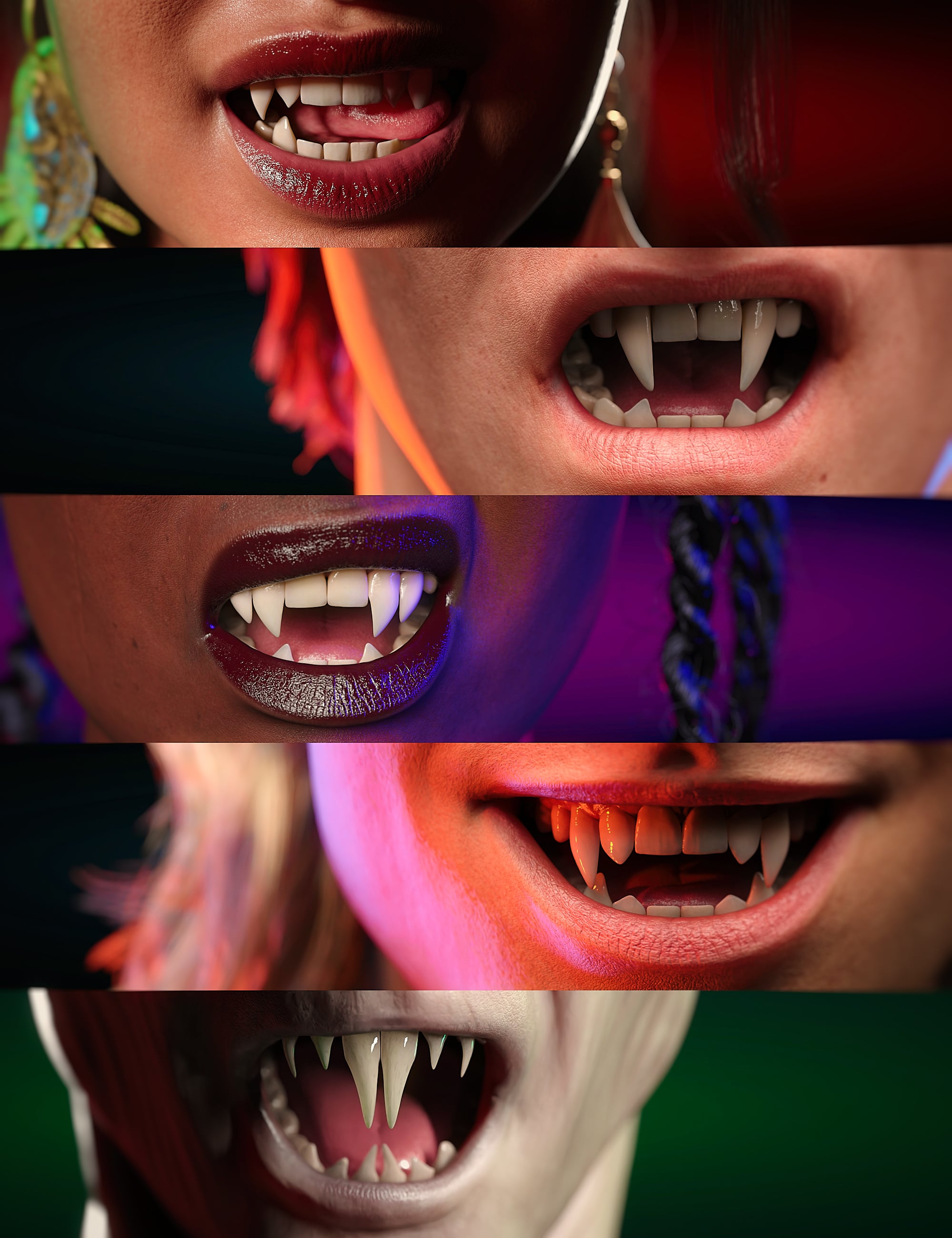 Pop Culture Famous Fangs for Genesis 9 by: Cake One, 3D Models by Daz 3D