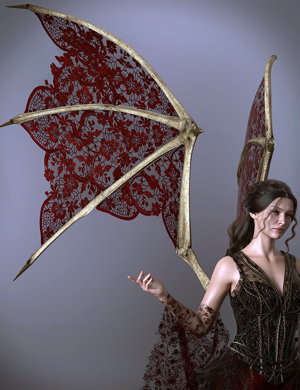 Lilith 9 Succubus Forgotten Queen Wing Texture Add-On by: Barbara Brundon, 3D Models by Daz 3D