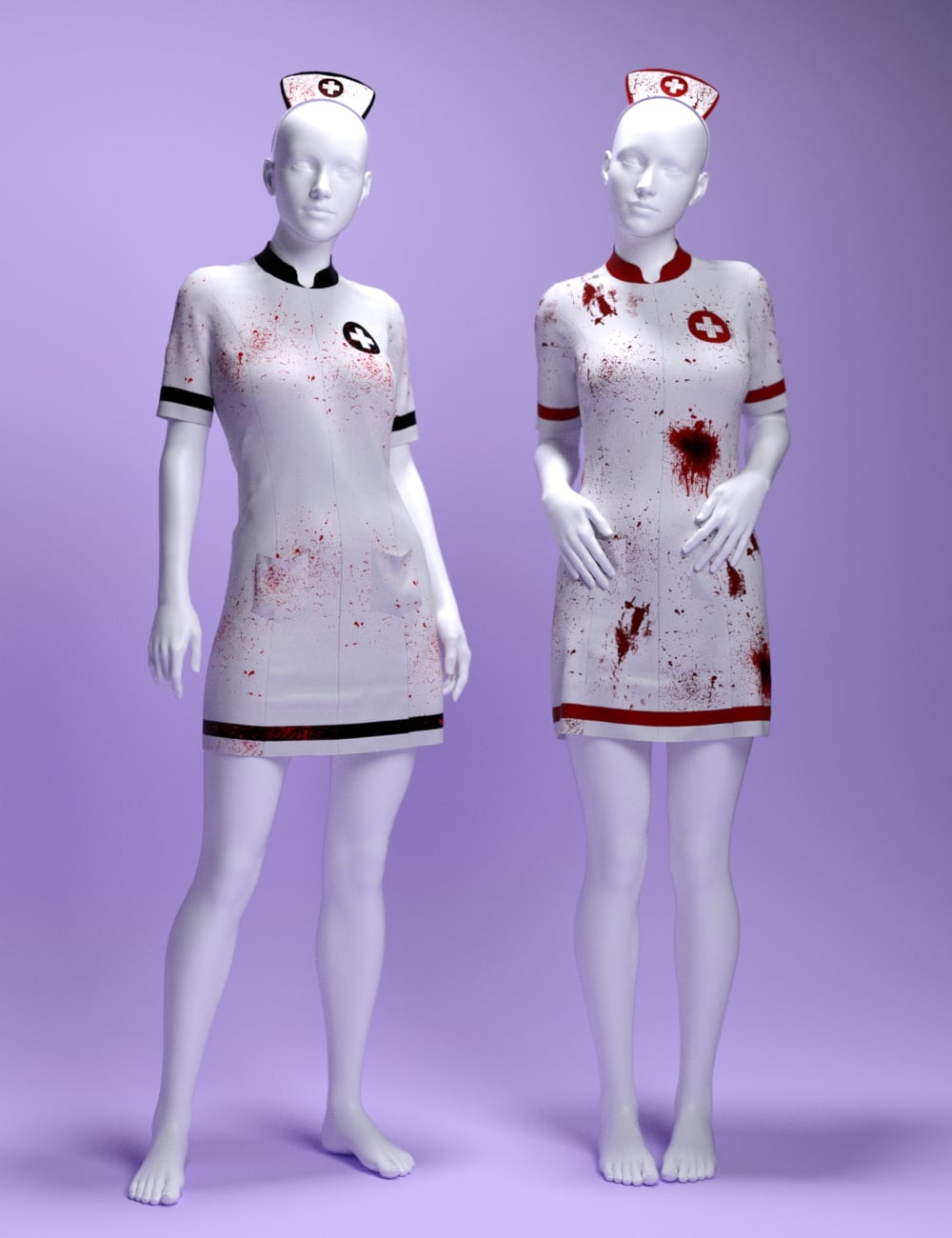 dForce Haunted Nurse Outfit for Genesis 9 and 8 Female by: MavisSky, 3D Models by Daz 3D