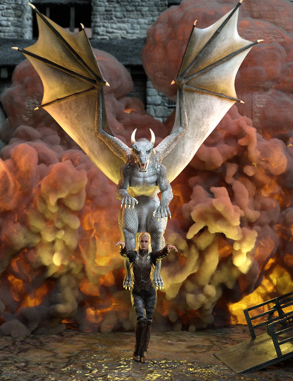 MOD Young Fire Poses for Genesis 9 and Dragon 3 by: Ensary, 3D Models by Daz 3D