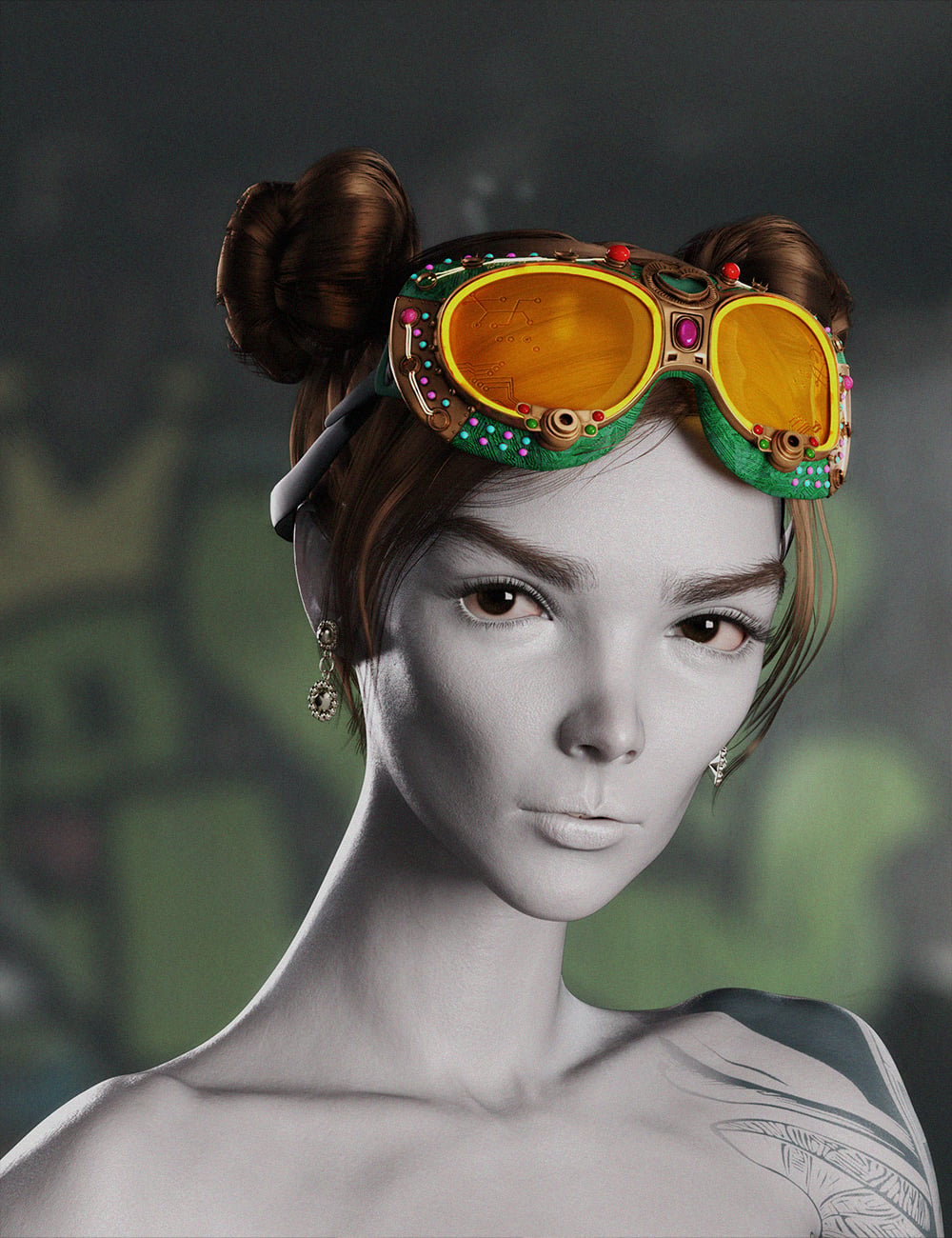 SkyRder Hair Plus Accessories for Genesis 9 by: Chrryt, 3D Models by Daz 3D