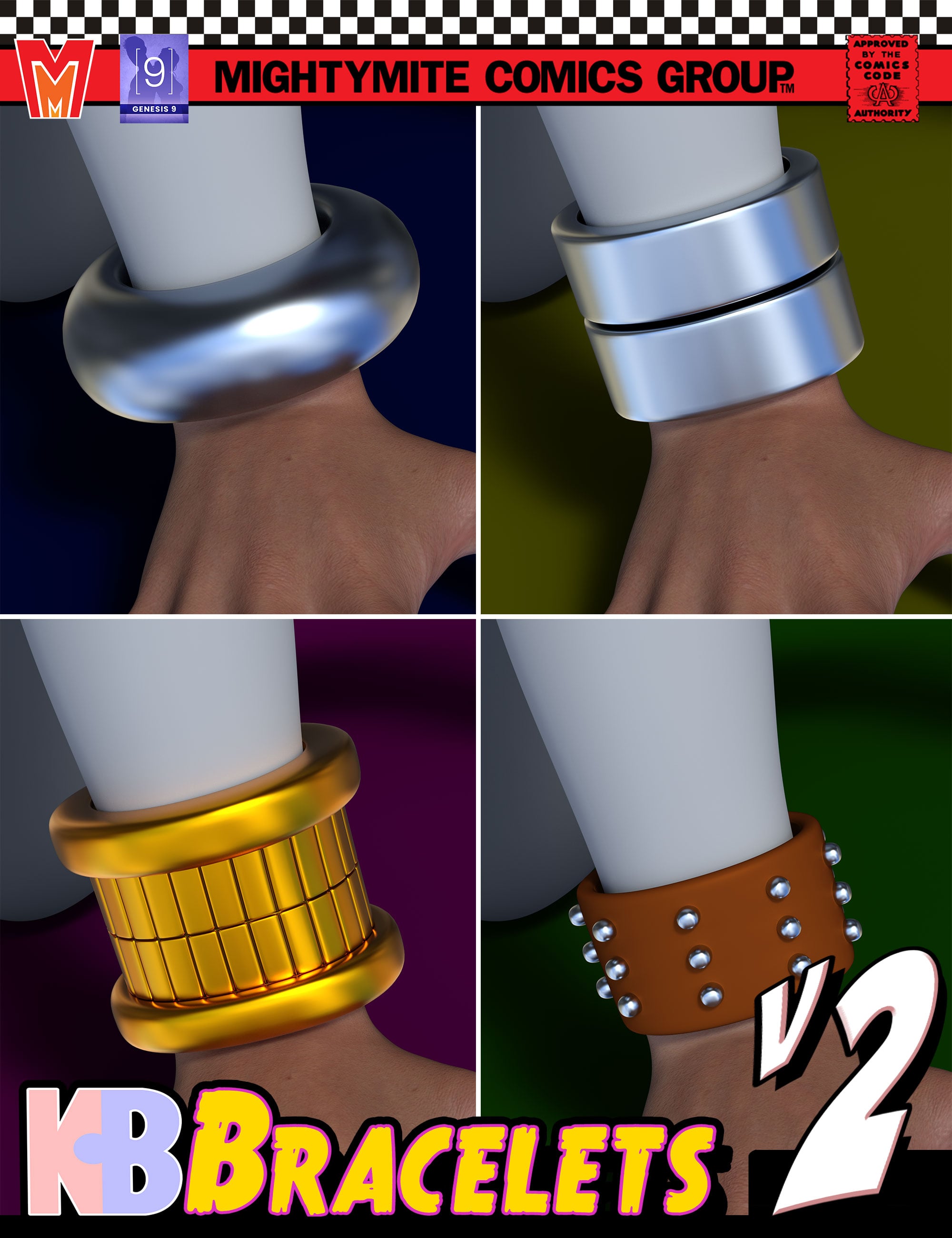 Bracelets v002 MMKBGenesis 9 by: MightyMite, 3D Models by Daz 3D
