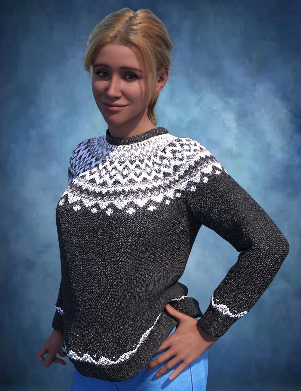 dForce Icelandic Sweater for Genesis 9 by: Meshitup, 3D Models by Daz 3D