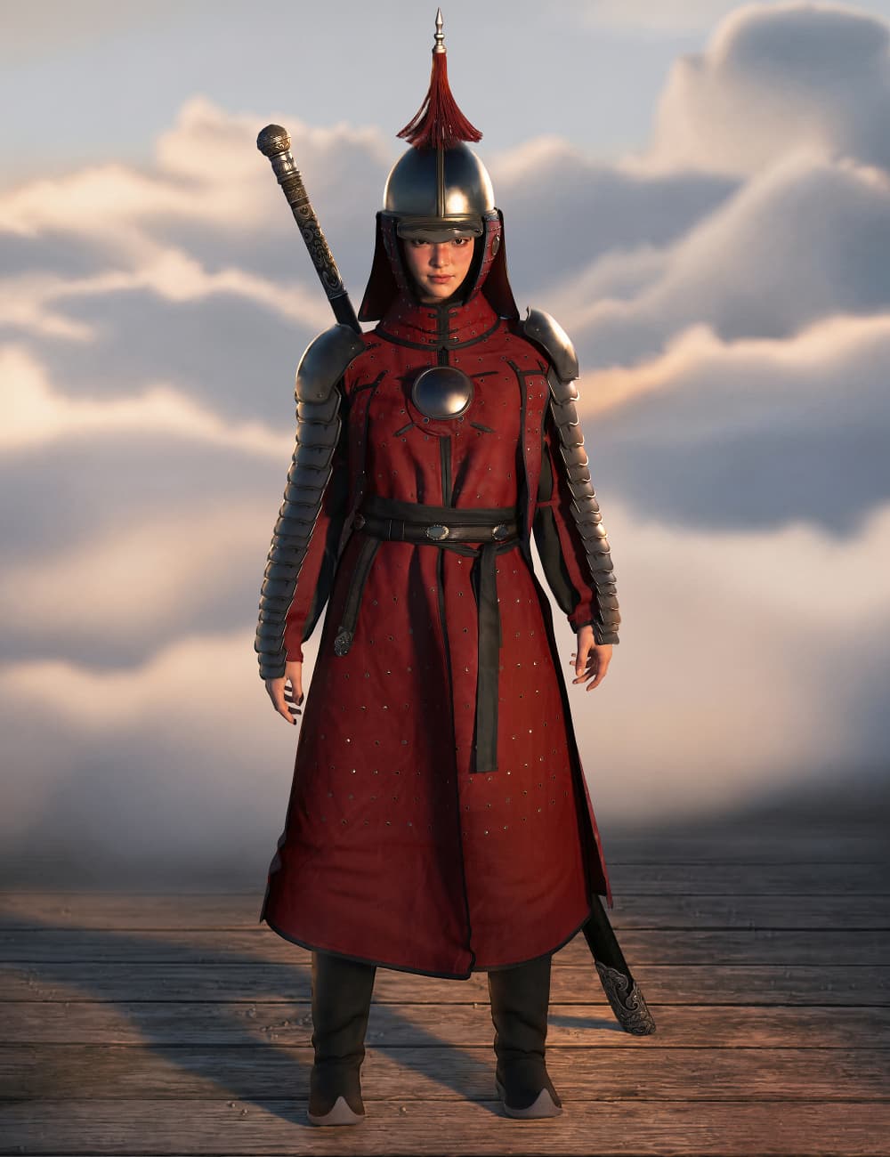 dForce Lala Ming Valiant Guard Outfit for Genesis 9 by: Lala-Rabbit, 3D Models by Daz 3D